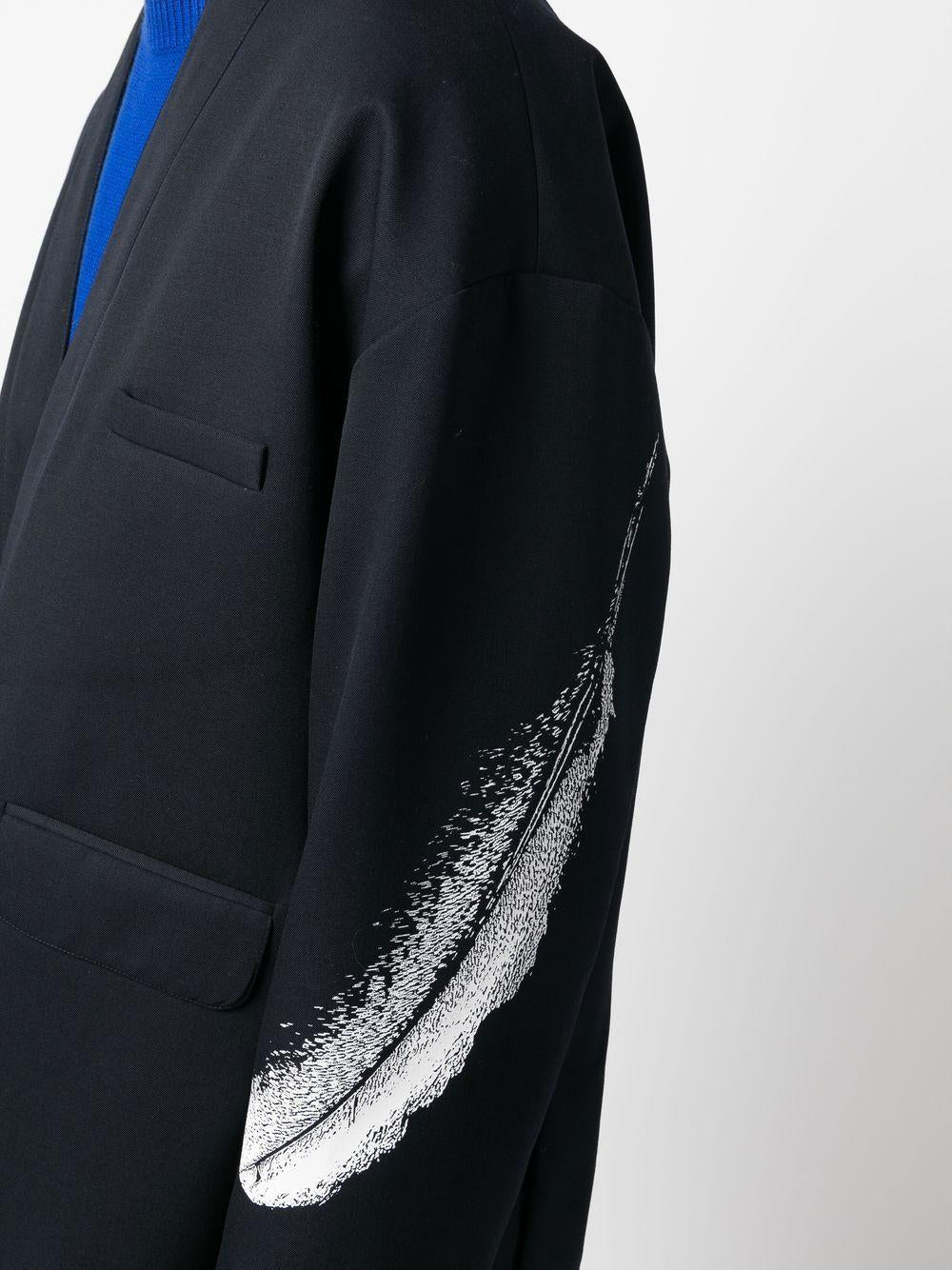 FEATHER KIMONO BLAZER DARK BLUE WHITE