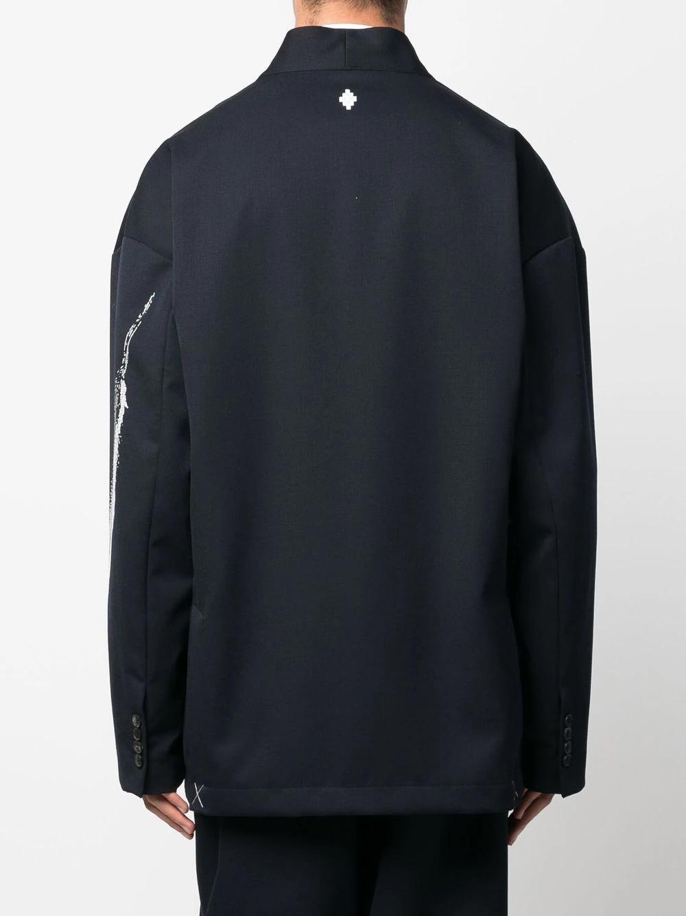 FEATHER KIMONO BLAZER DARK BLUE WHITE