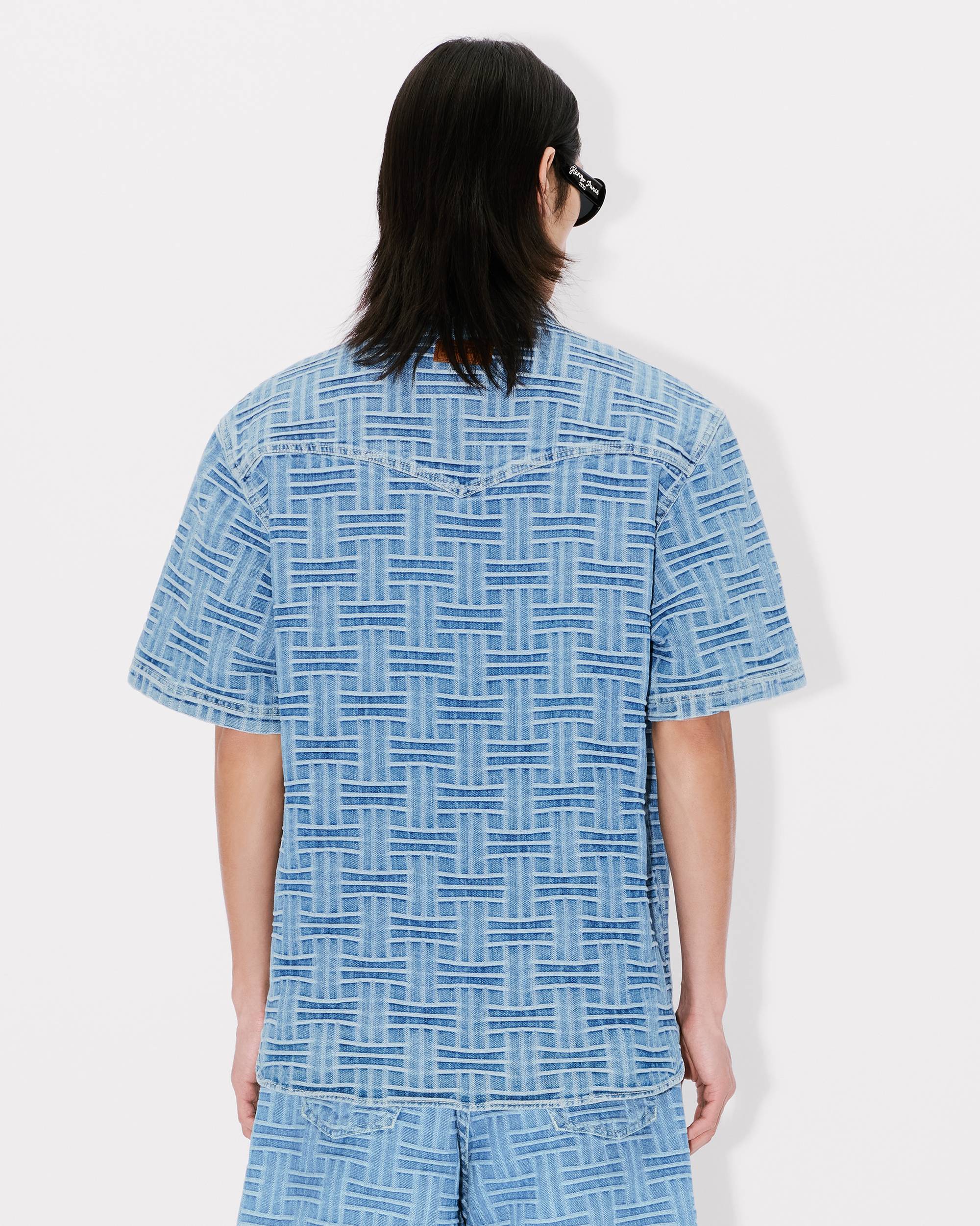 KENZO WEAVE SHORT SLEEVE BLUE DENIM SHIRT