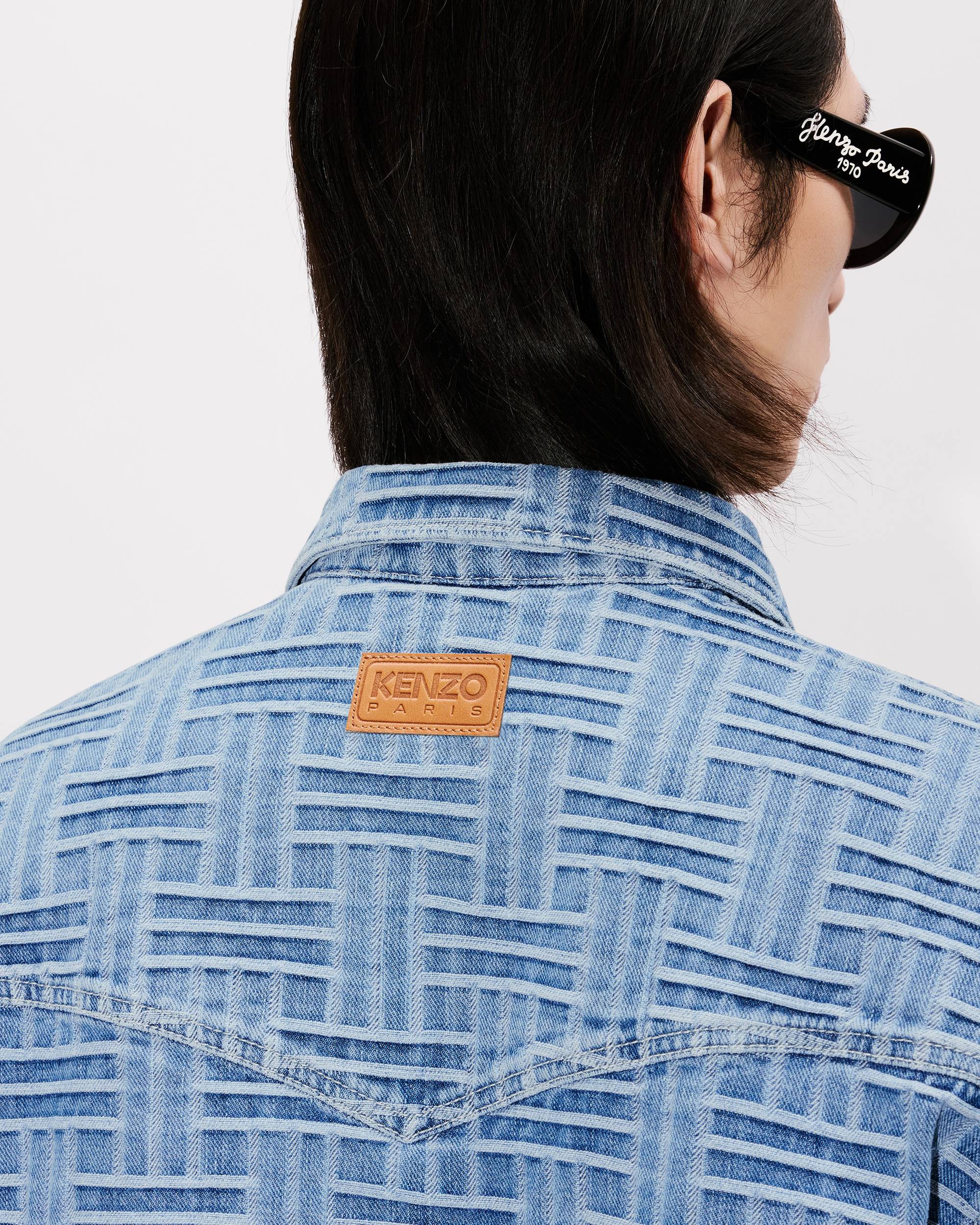 KENZO WEAVE SHORT SLEEVE BLUE DENIM SHIRT