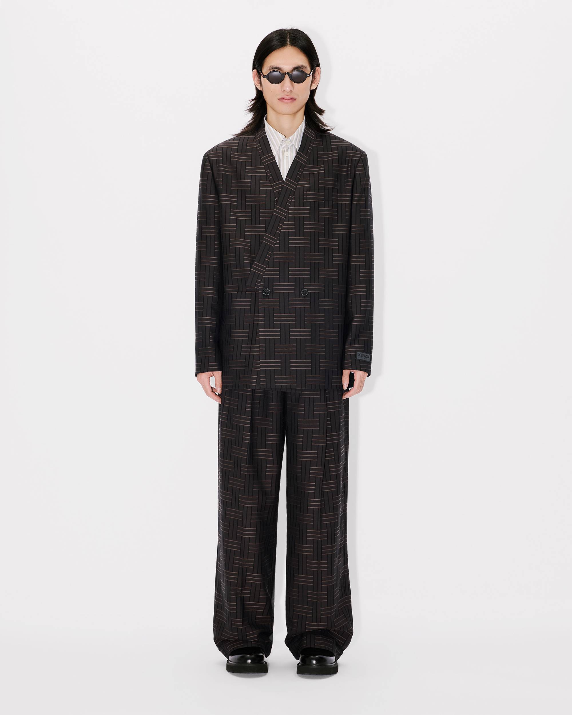 KENZO WEAVE KIMONO TAILORED DARK BROWN BLAZER