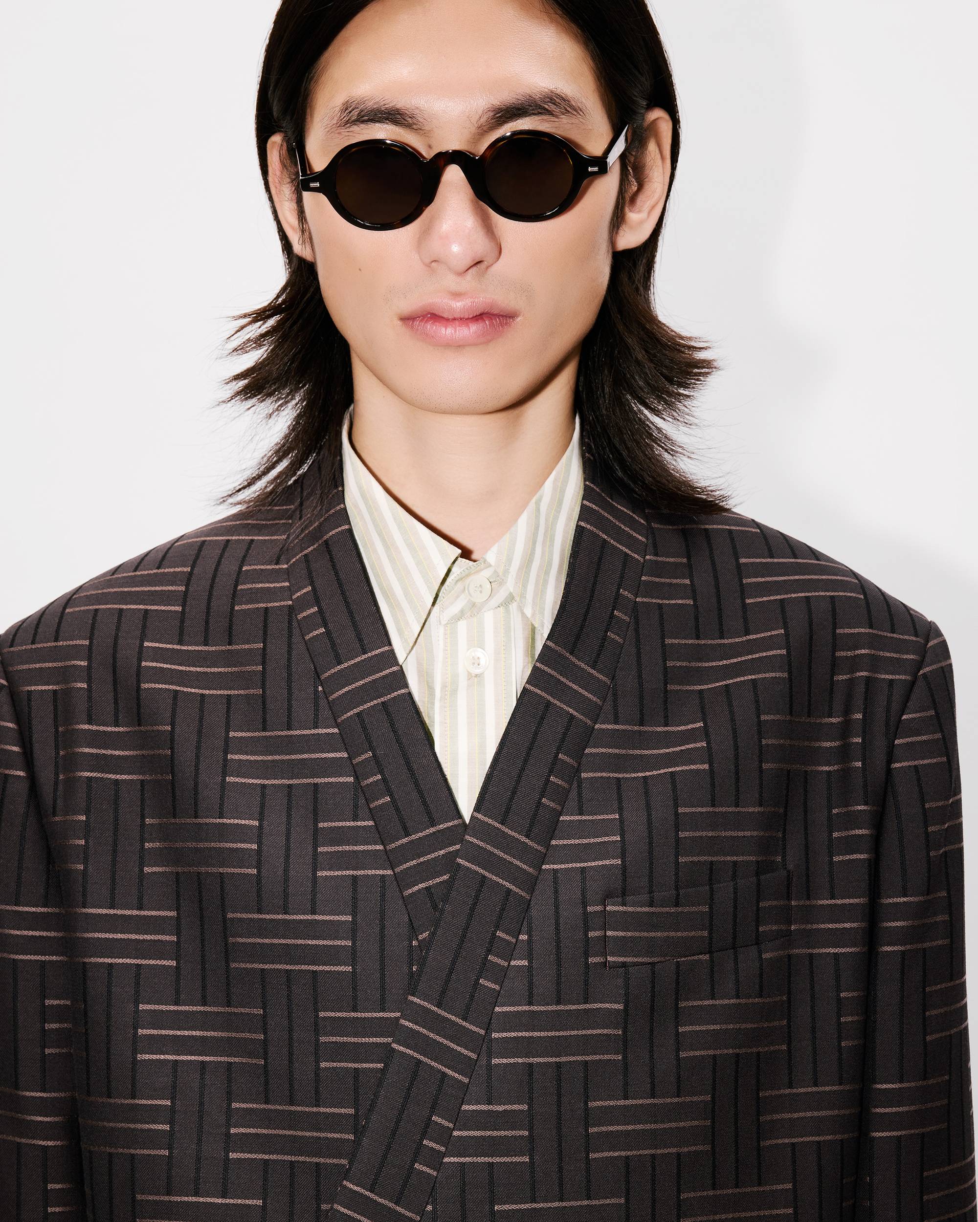 KENZO WEAVE KIMONO TAILORED DARK BROWN BLAZER