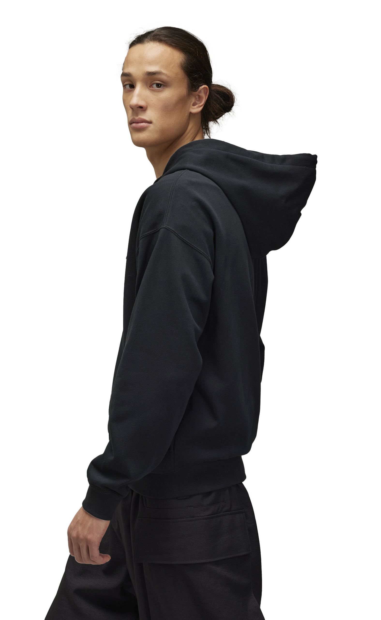 FRENCH TERRY ZIP BLACK HOODIE
