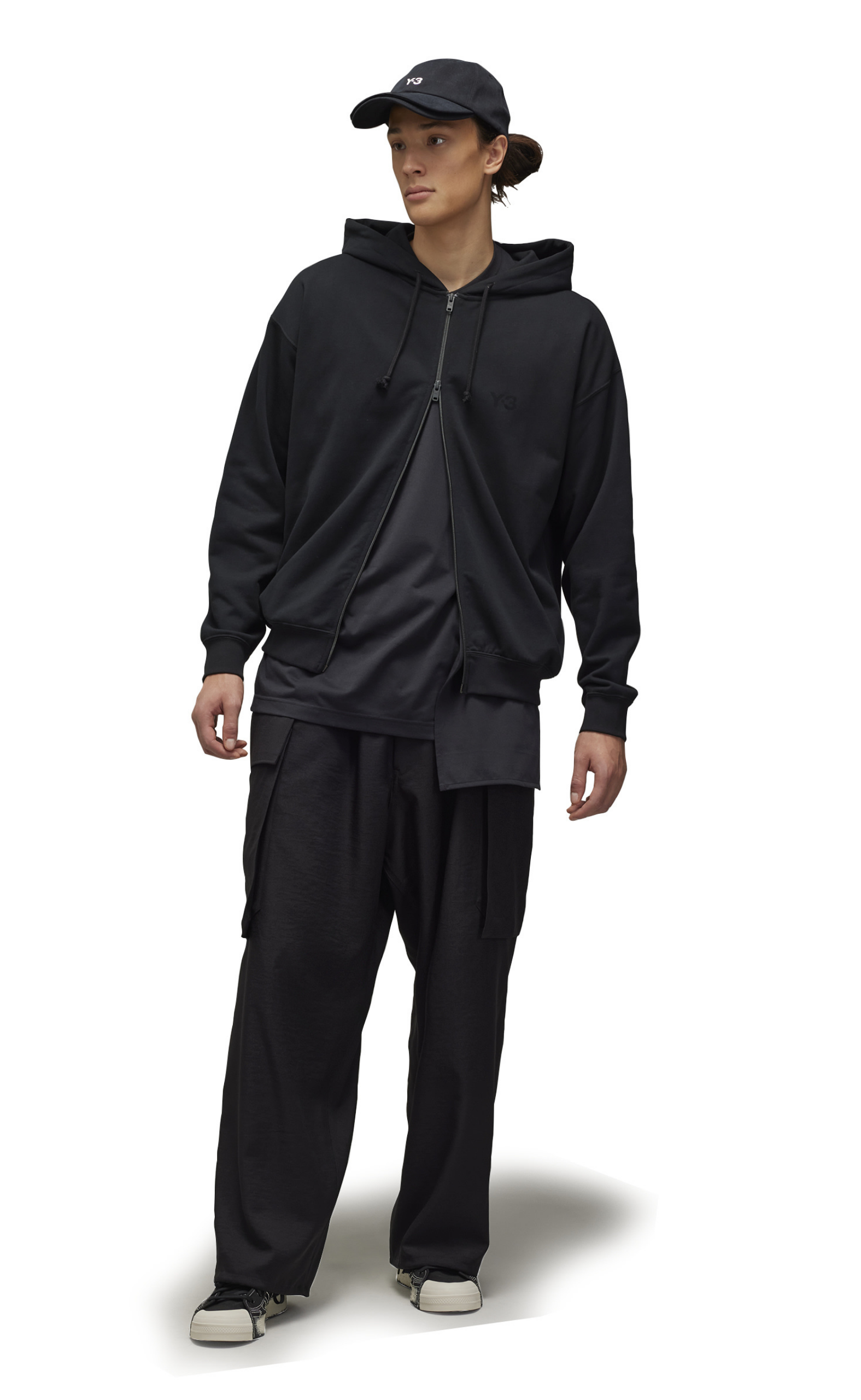 FRENCH TERRY ZIP BLACK HOODIE