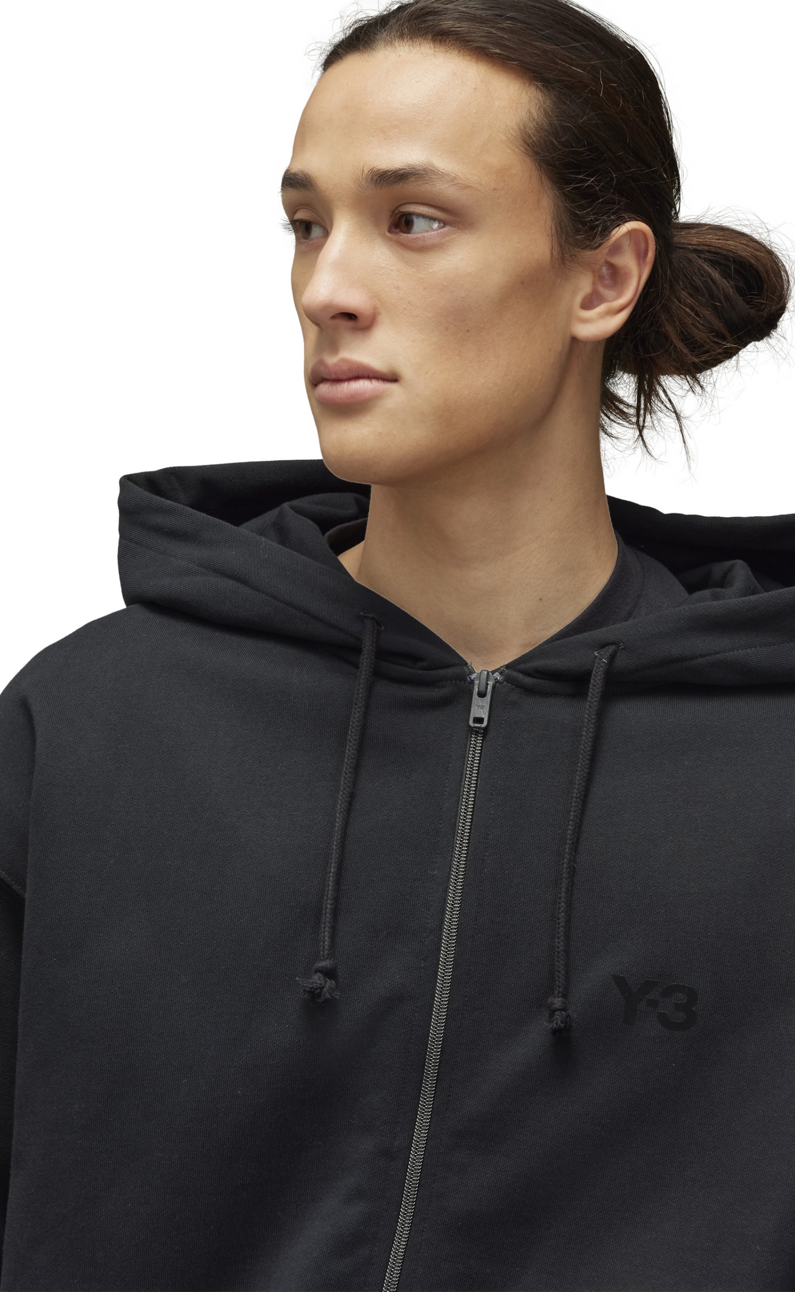 FRENCH TERRY ZIP BLACK HOODIE