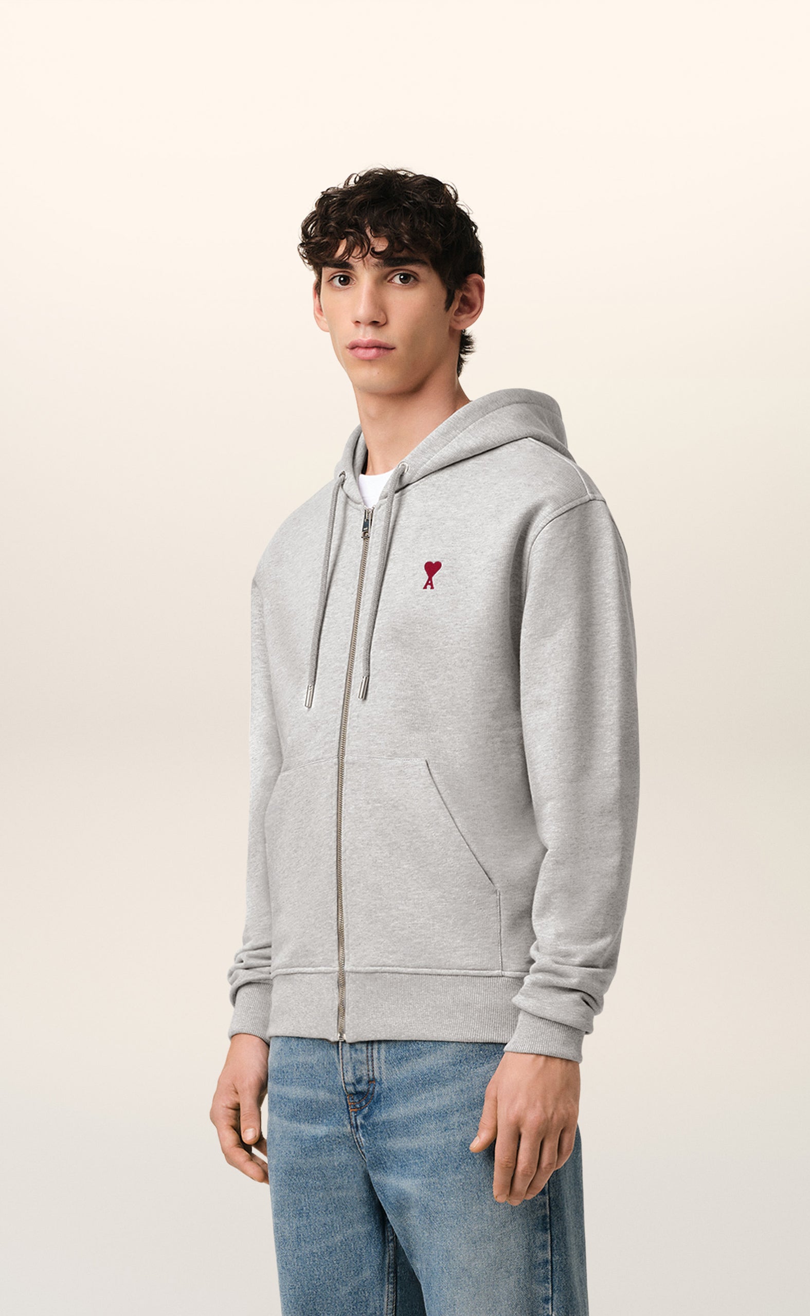FRIEND OF THE HART ZIP HEATHER GREY HOODIE