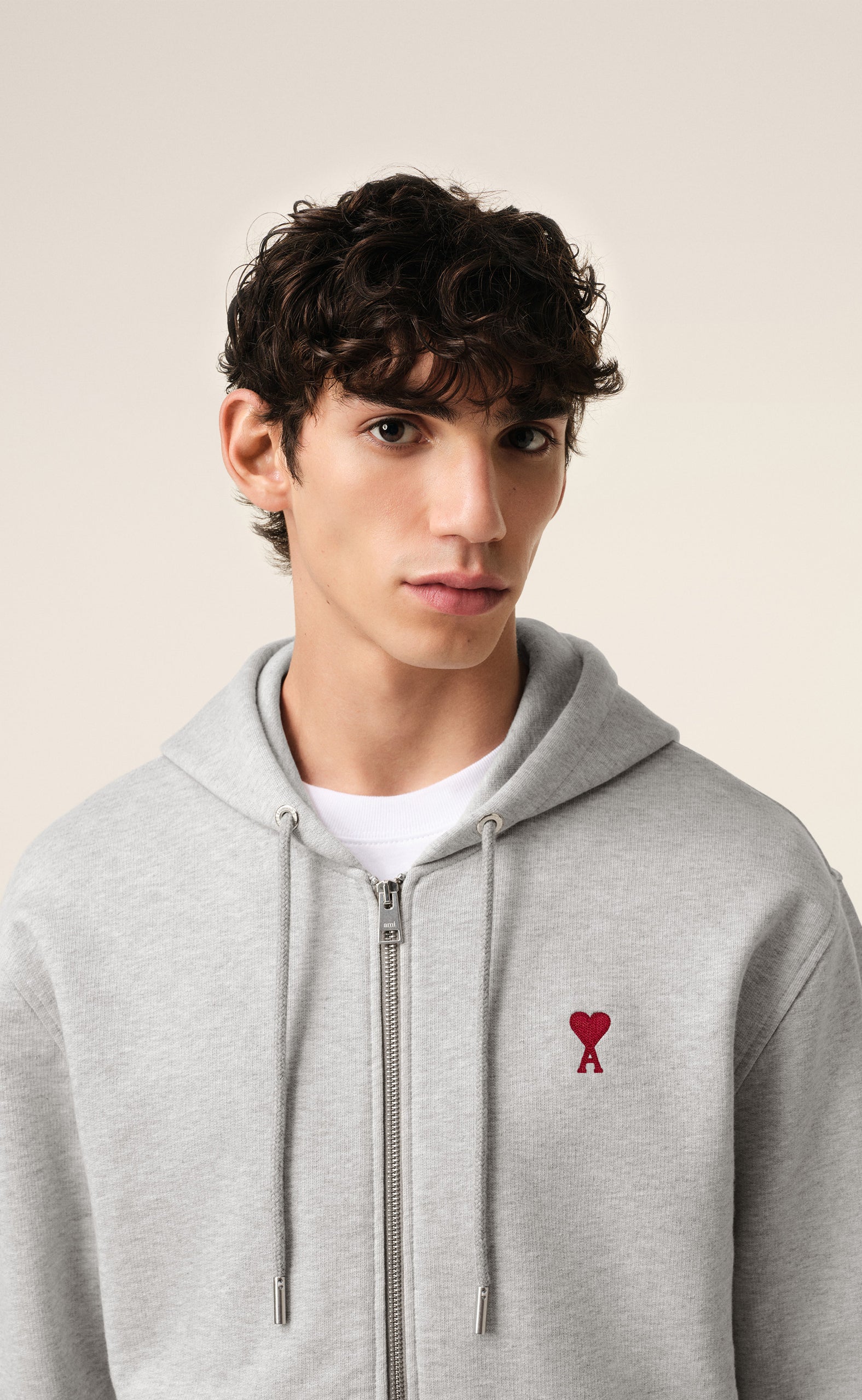 FRIEND OF THE HART ZIP HEATHER GREY HOODIE