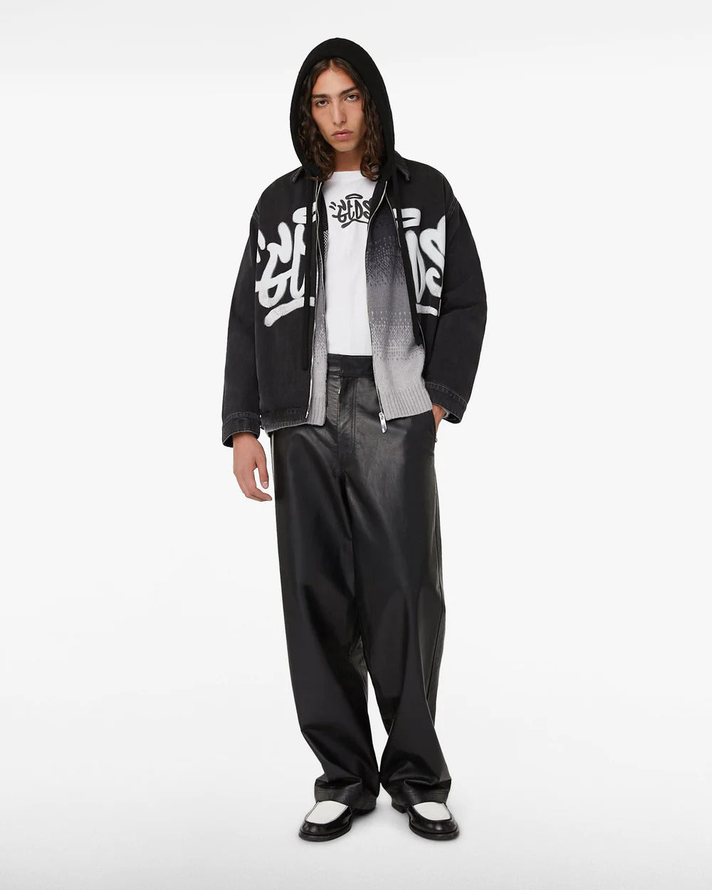 BRUSHED DEGRADE' ZIP UP JACKET BLACK