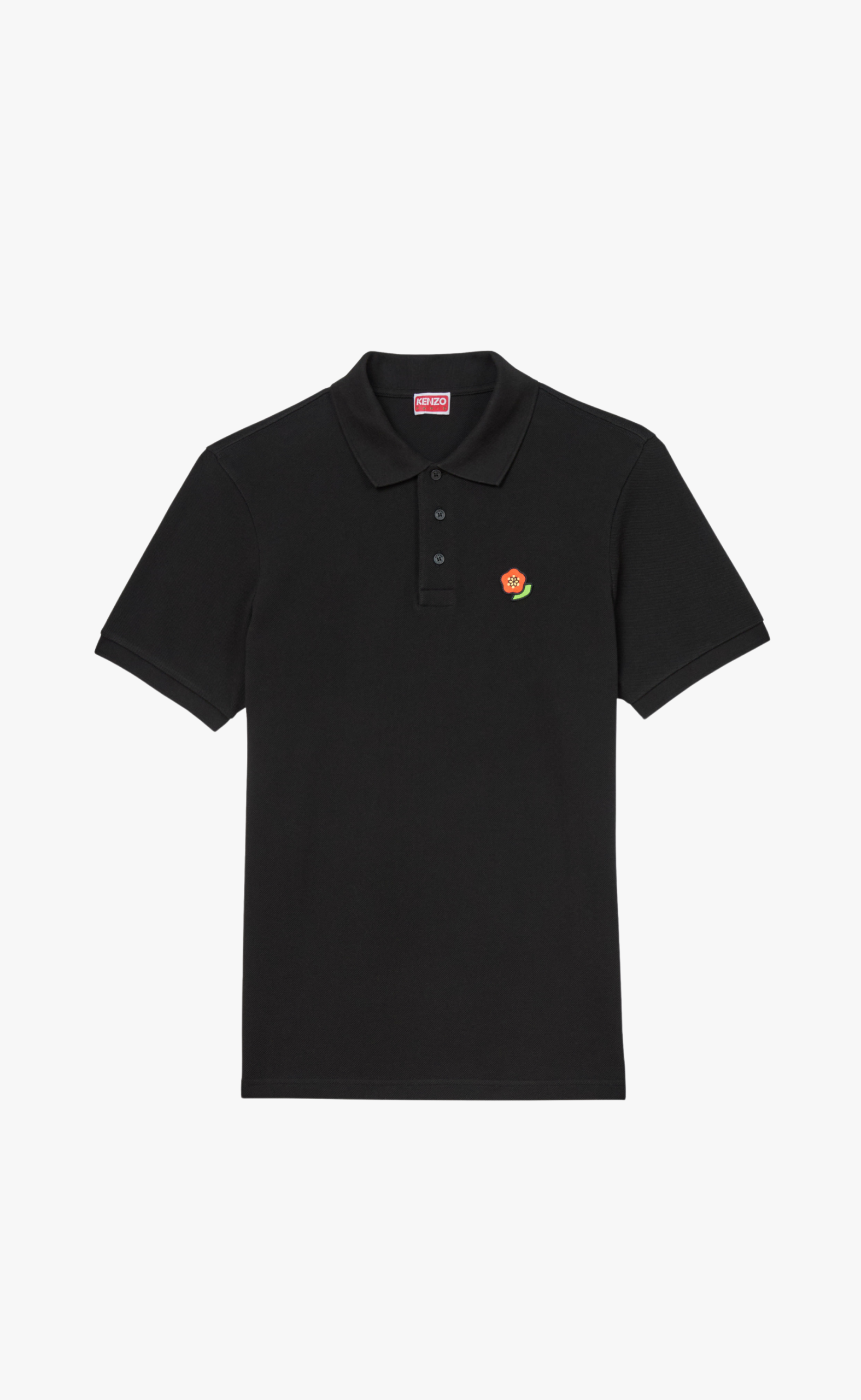 GOTS KENZO POP EMBROIDERED SLIM POLO BLACK T-SHIRT