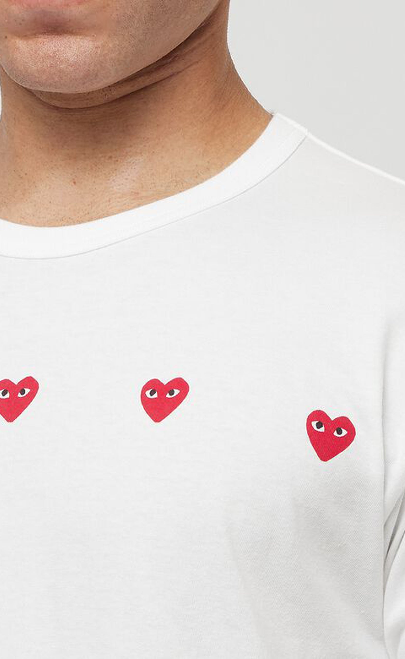 HORIZONTAL 3 HEART WHITE T-SHIRT