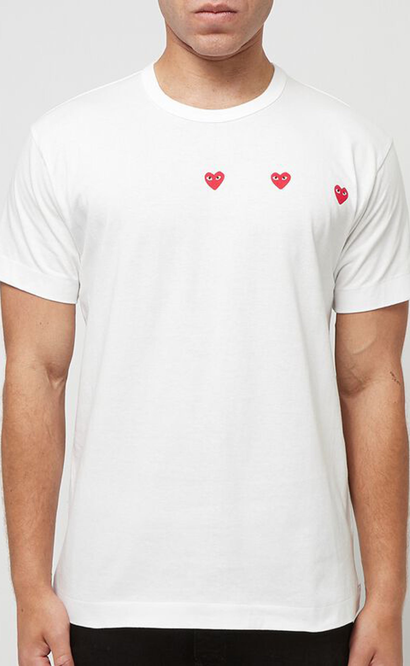 HORIZONTAL 3 HEART WHITE T-SHIRT