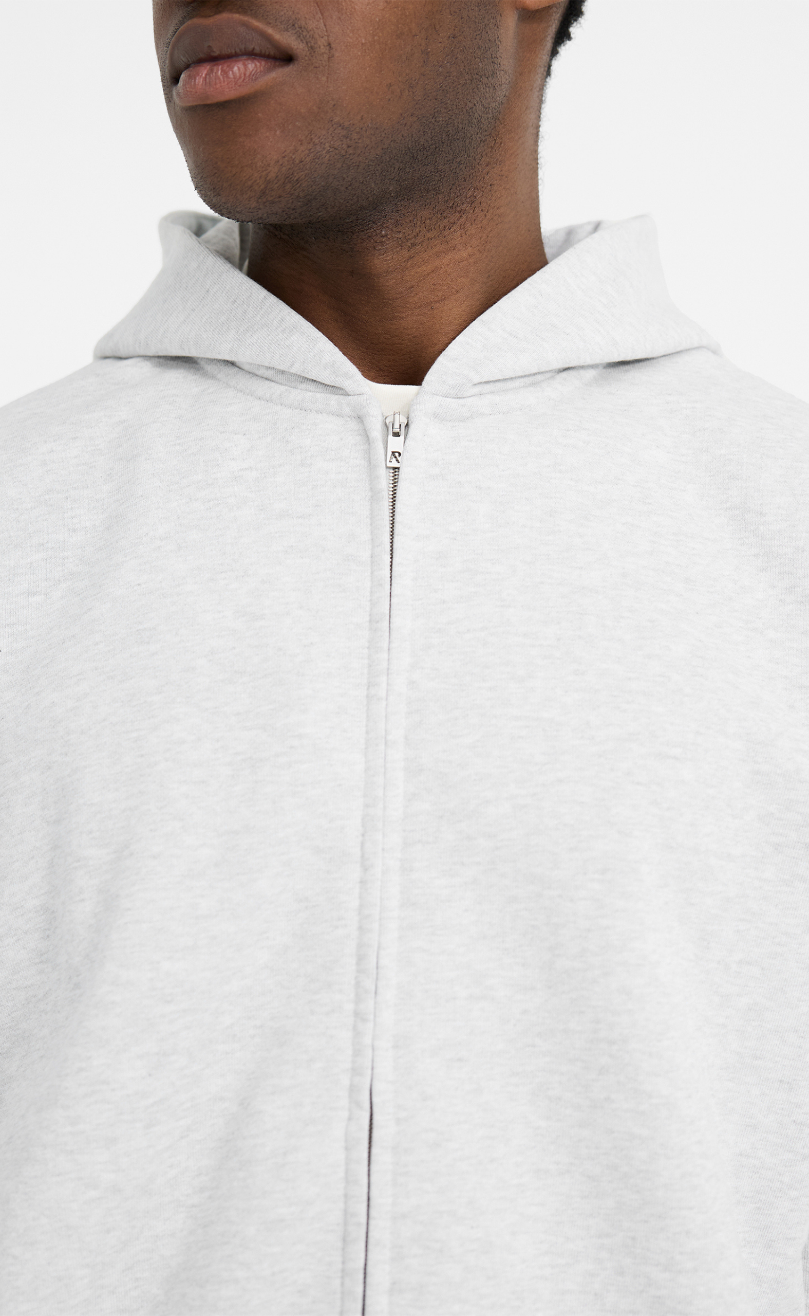 INITIAL ZIP ICE GREY MARL HOODIE