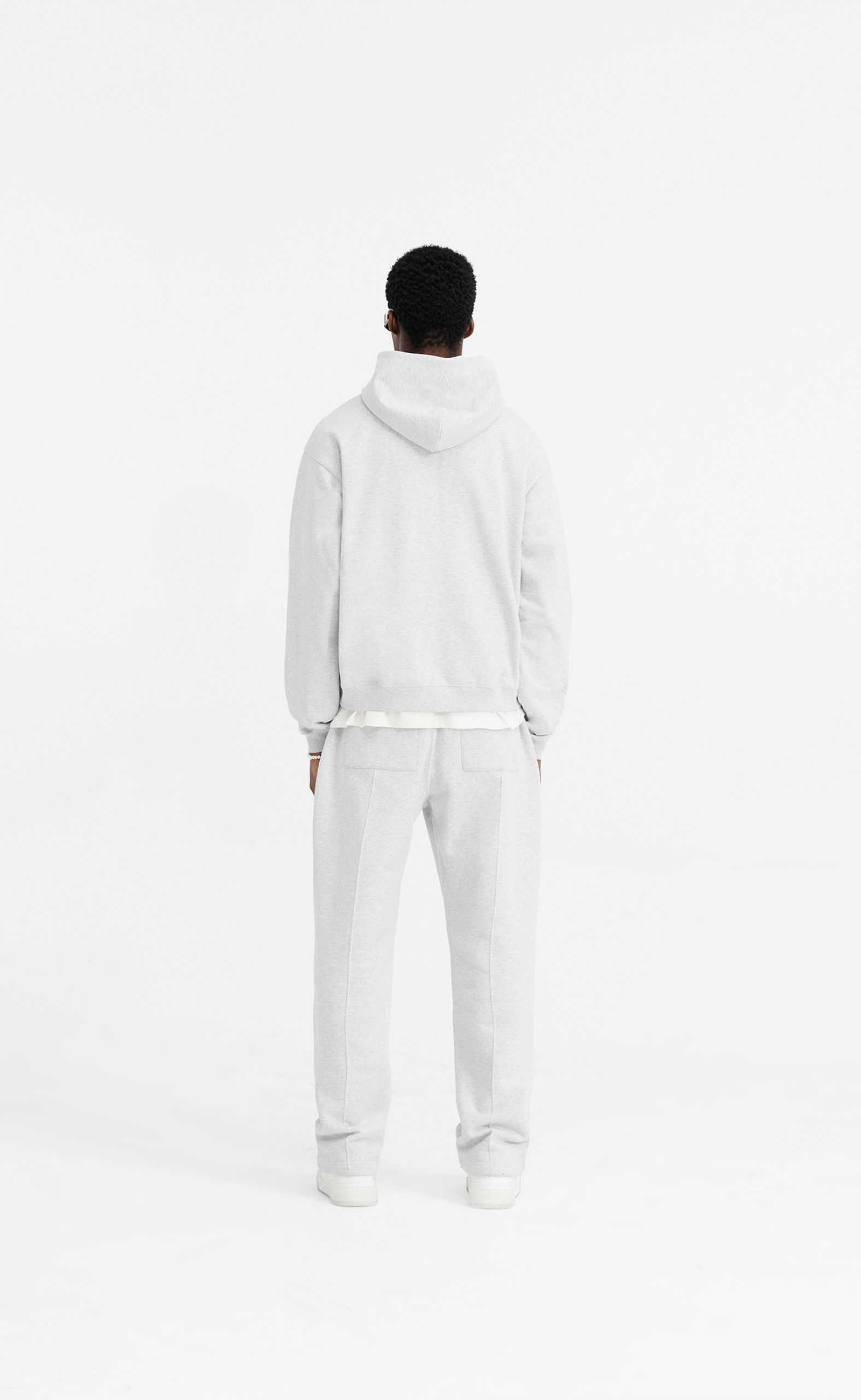 INITIAL ZIP ICE GREY MARL HOODIE