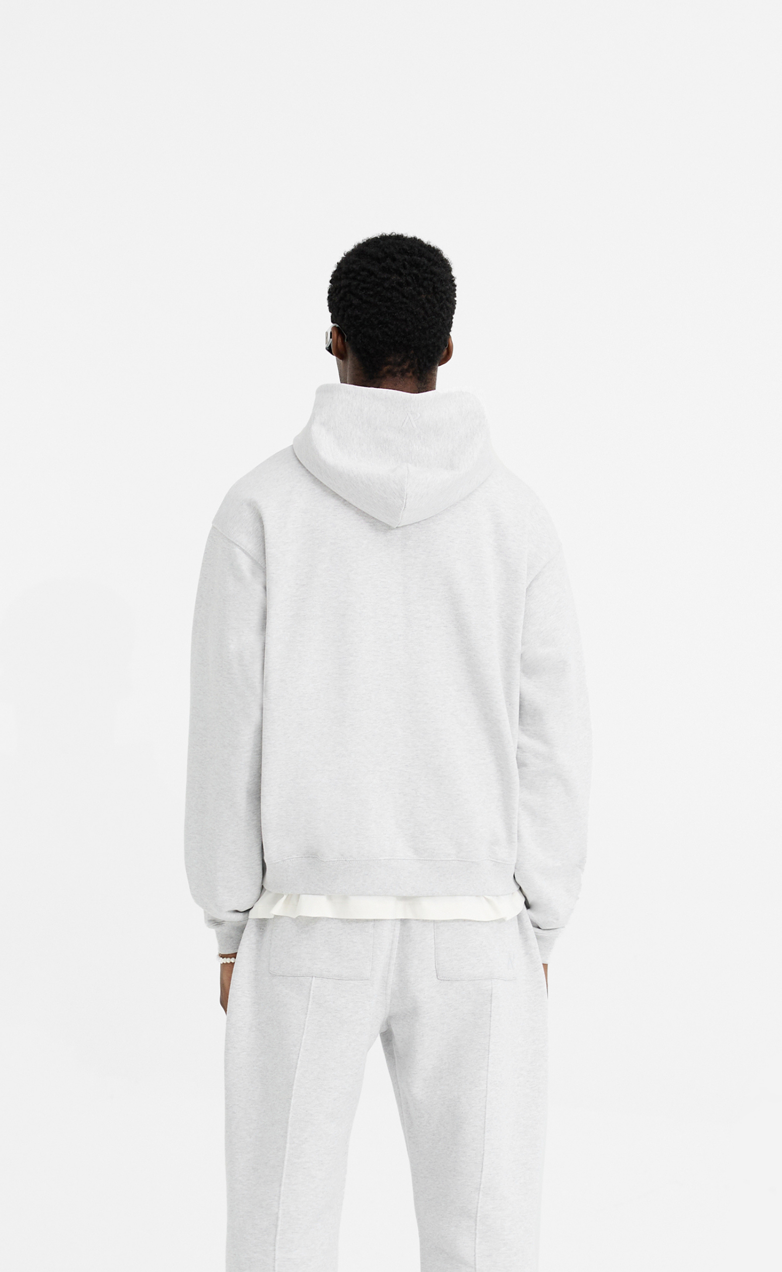 INITIAL ZIP ICE GREY MARL HOODIE