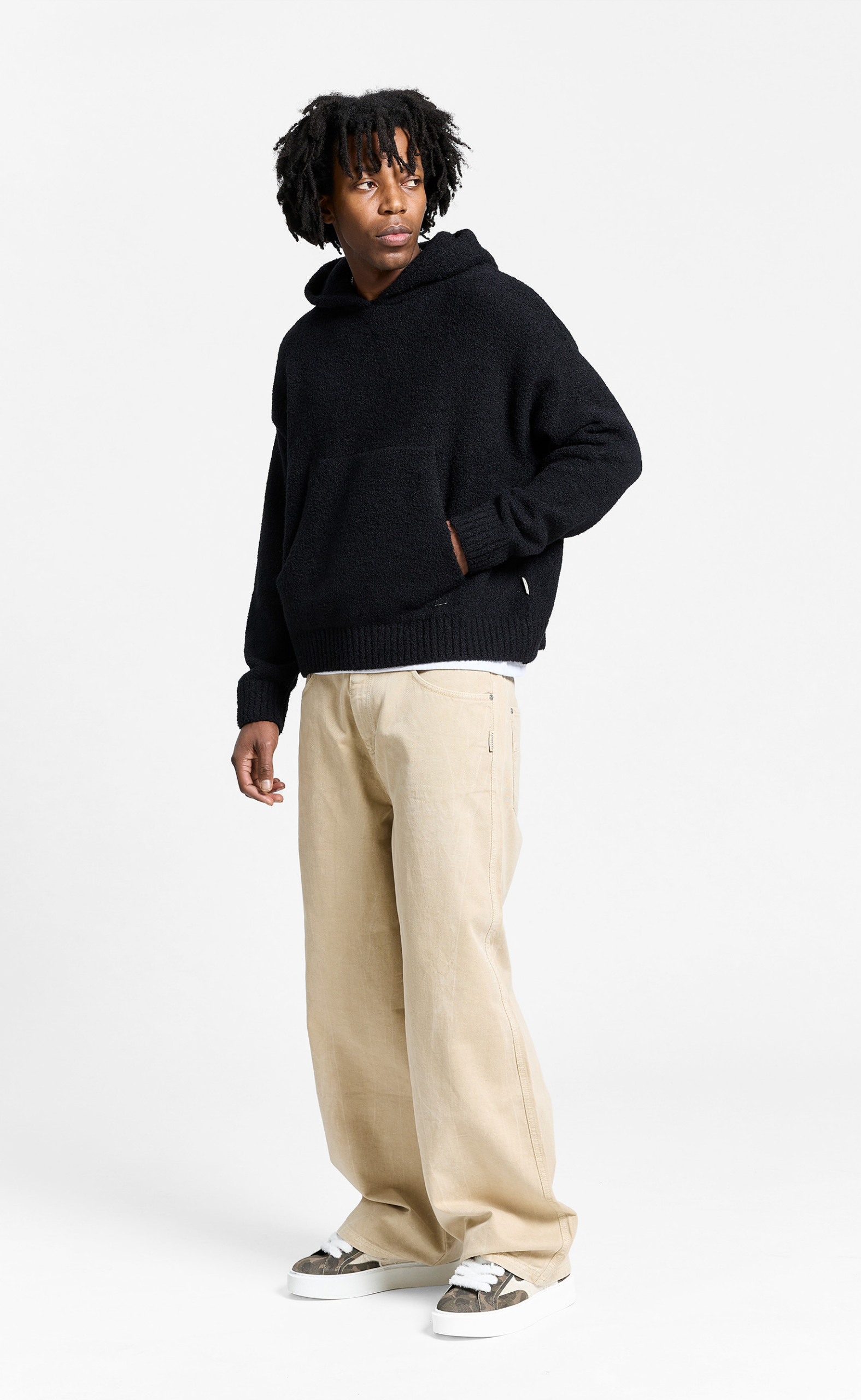 IRIS KNIT BLACK HOODIE