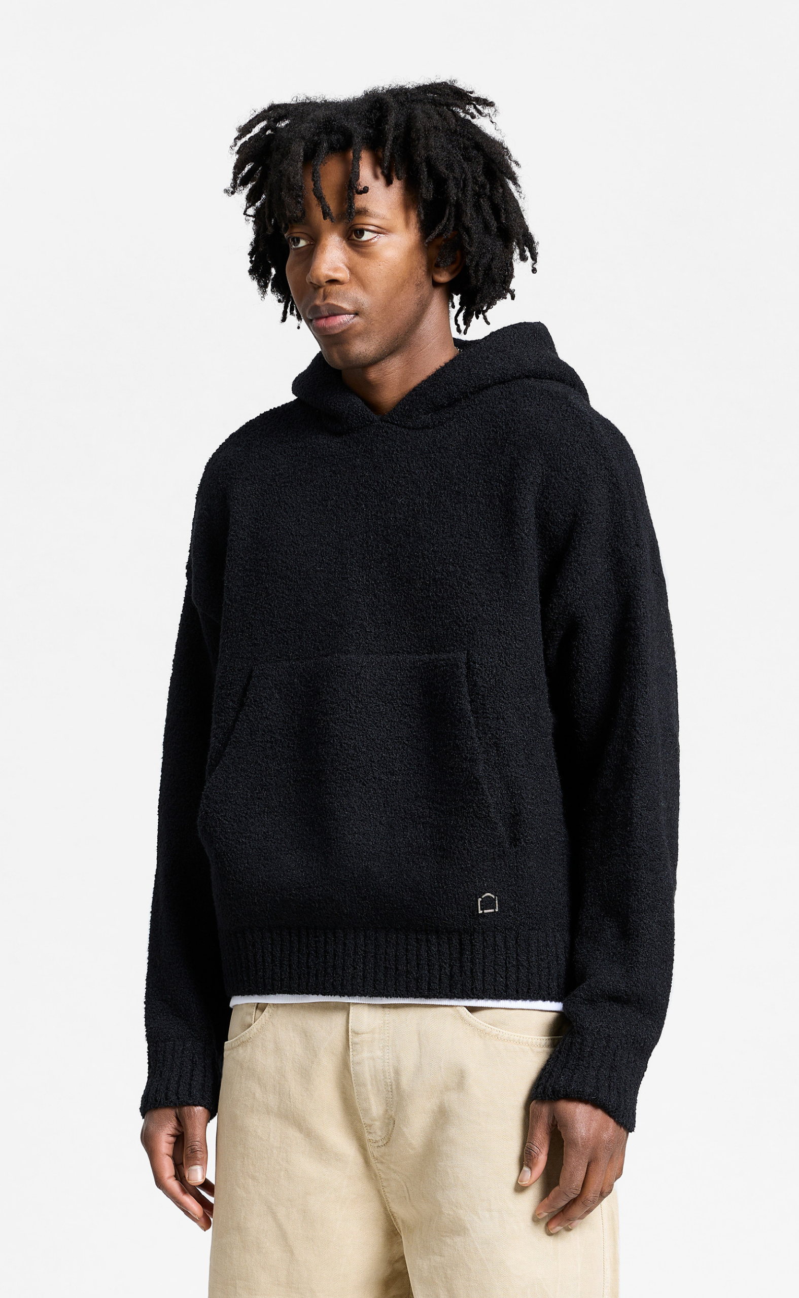 IRIS KNIT BLACK HOODIE