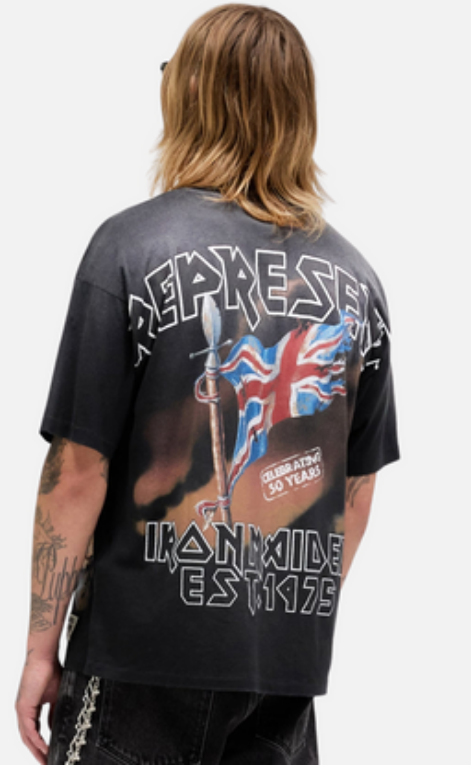 IRON MAIDEN STEED STAINED BLACK T-SHIRT