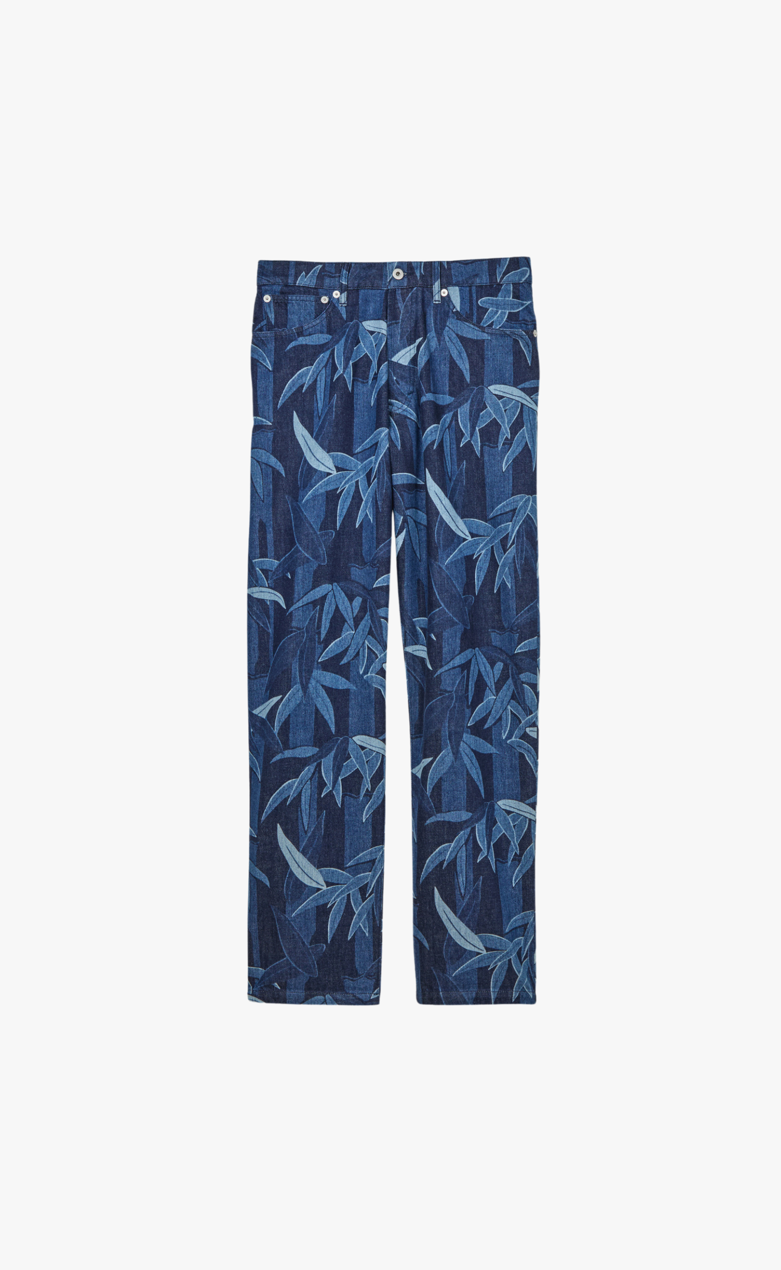 KENZO CHIKU-RIN CAMO BOTAN LOOSE FIT BLUE DENIM JEANS