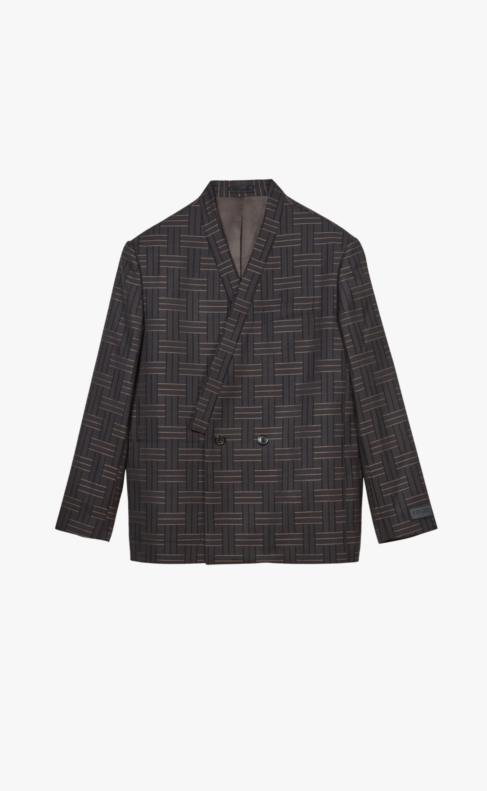 KENZO WEAVE KIMONO TAILORED DARK BROWN BLAZER
