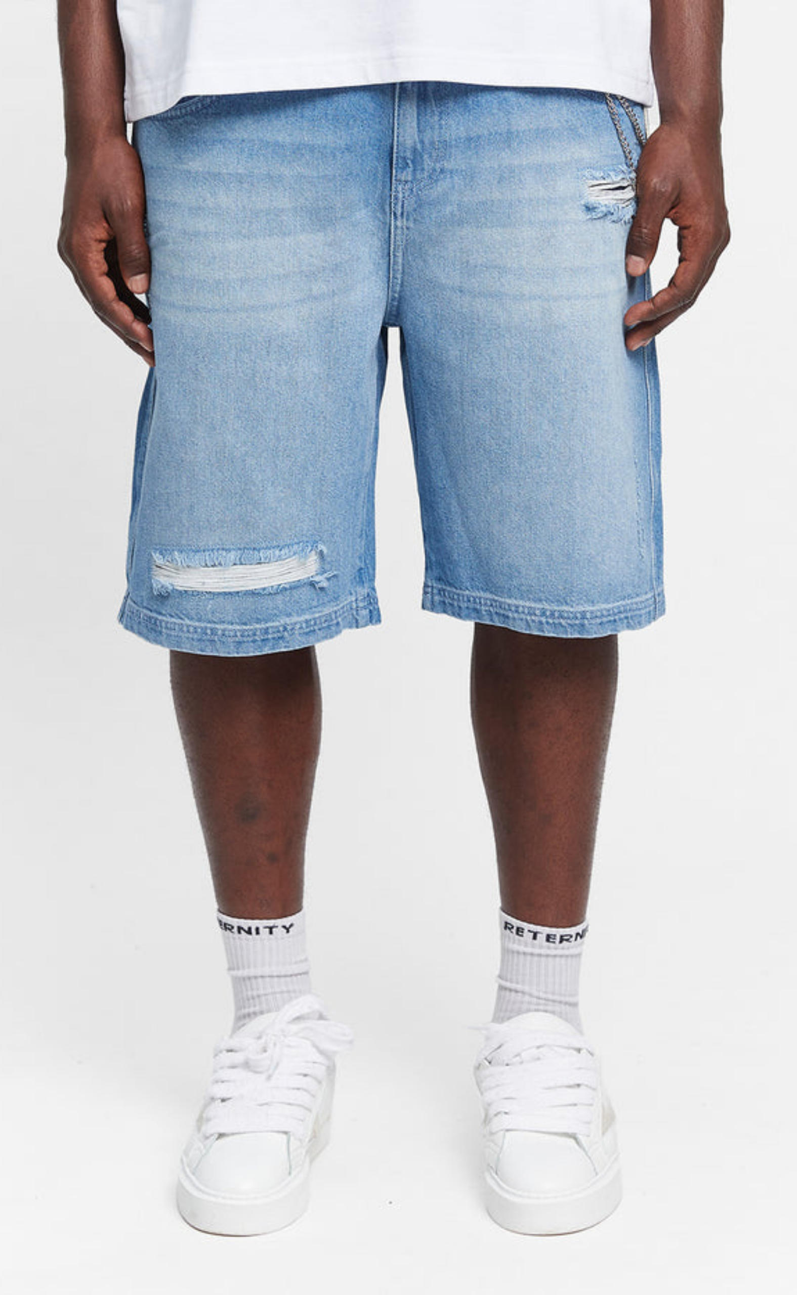 LAYERED WASHED BLUE SHORTS