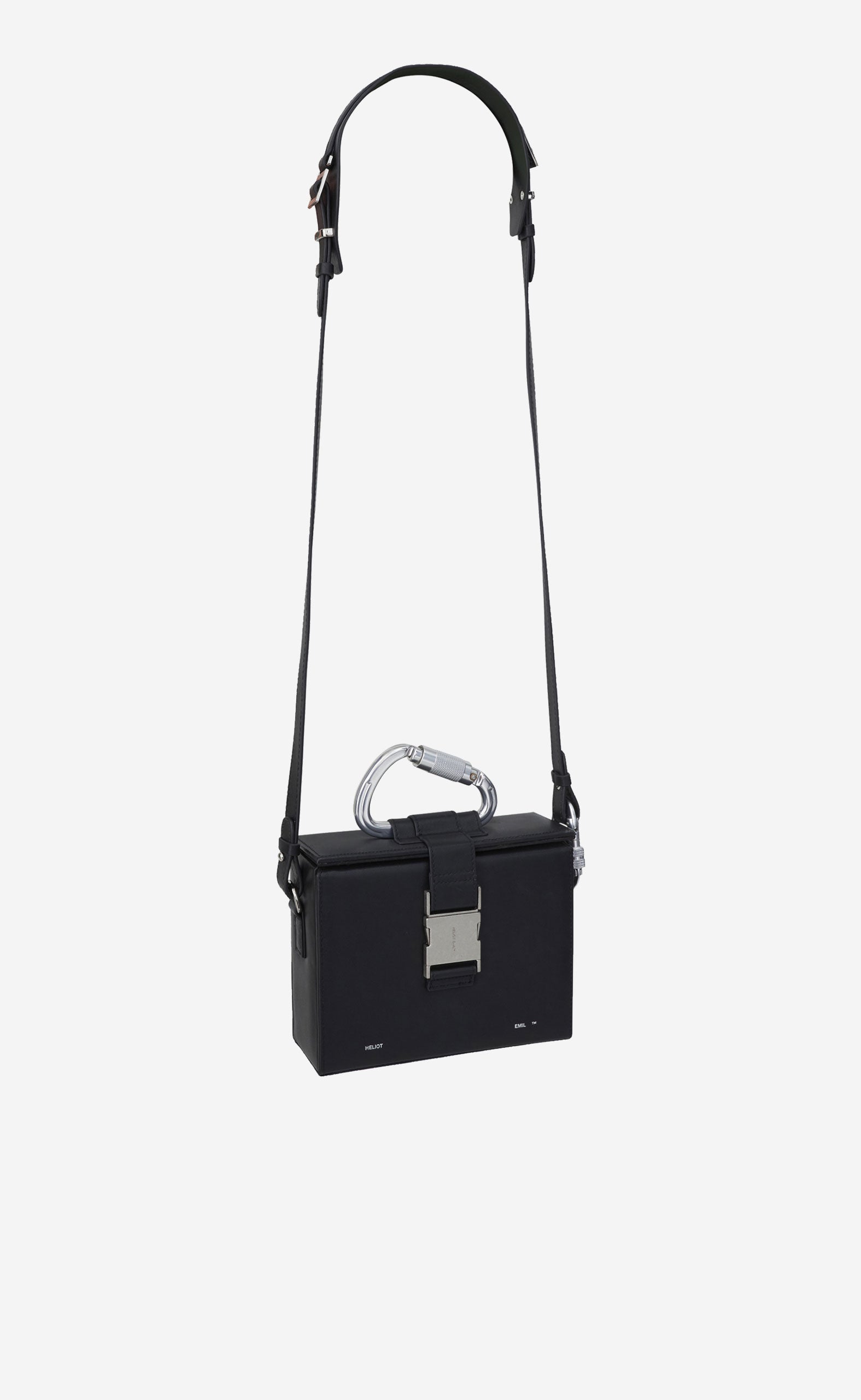 LEATHER CARABINER BOX BAG BLACK