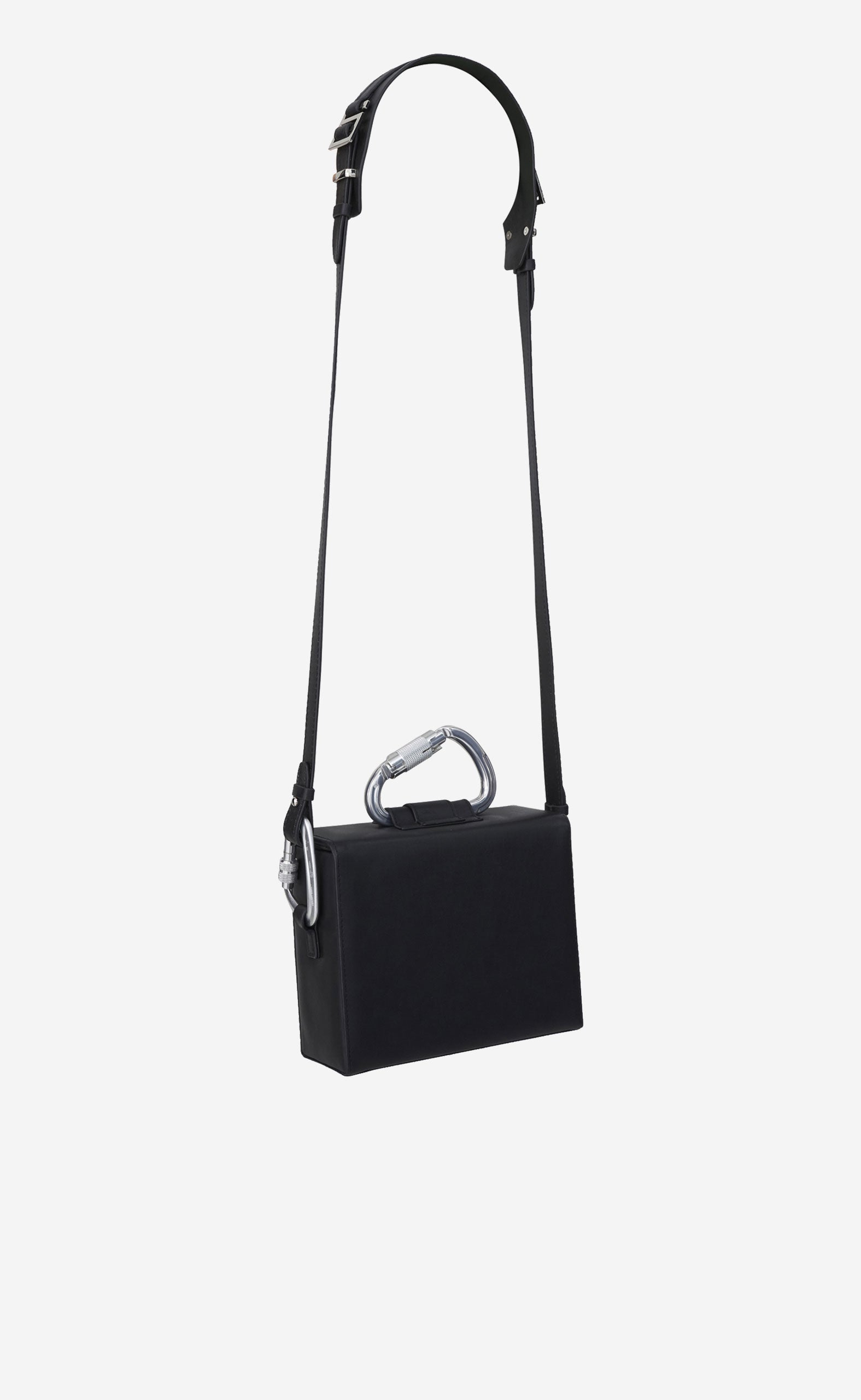 LEATHER CARABINER BOX BLACK BAG