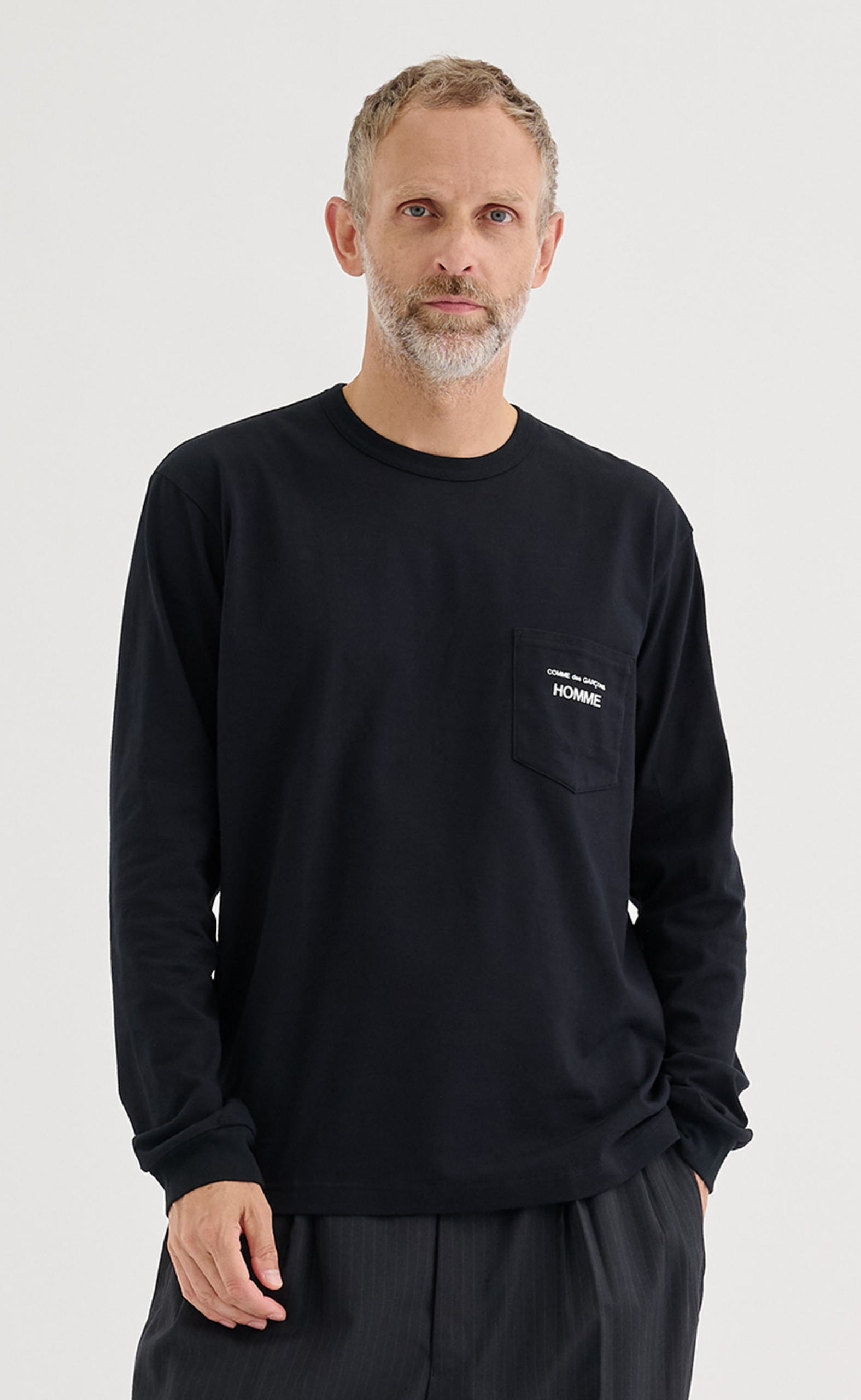 CDG HOMME LOGO BLACK LONGSLEEVE