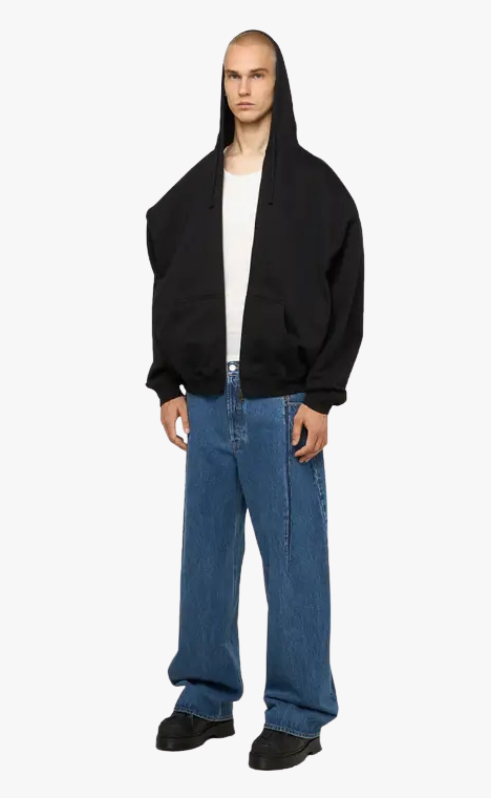 LOGO OVERSIZED BLACK HOODIE