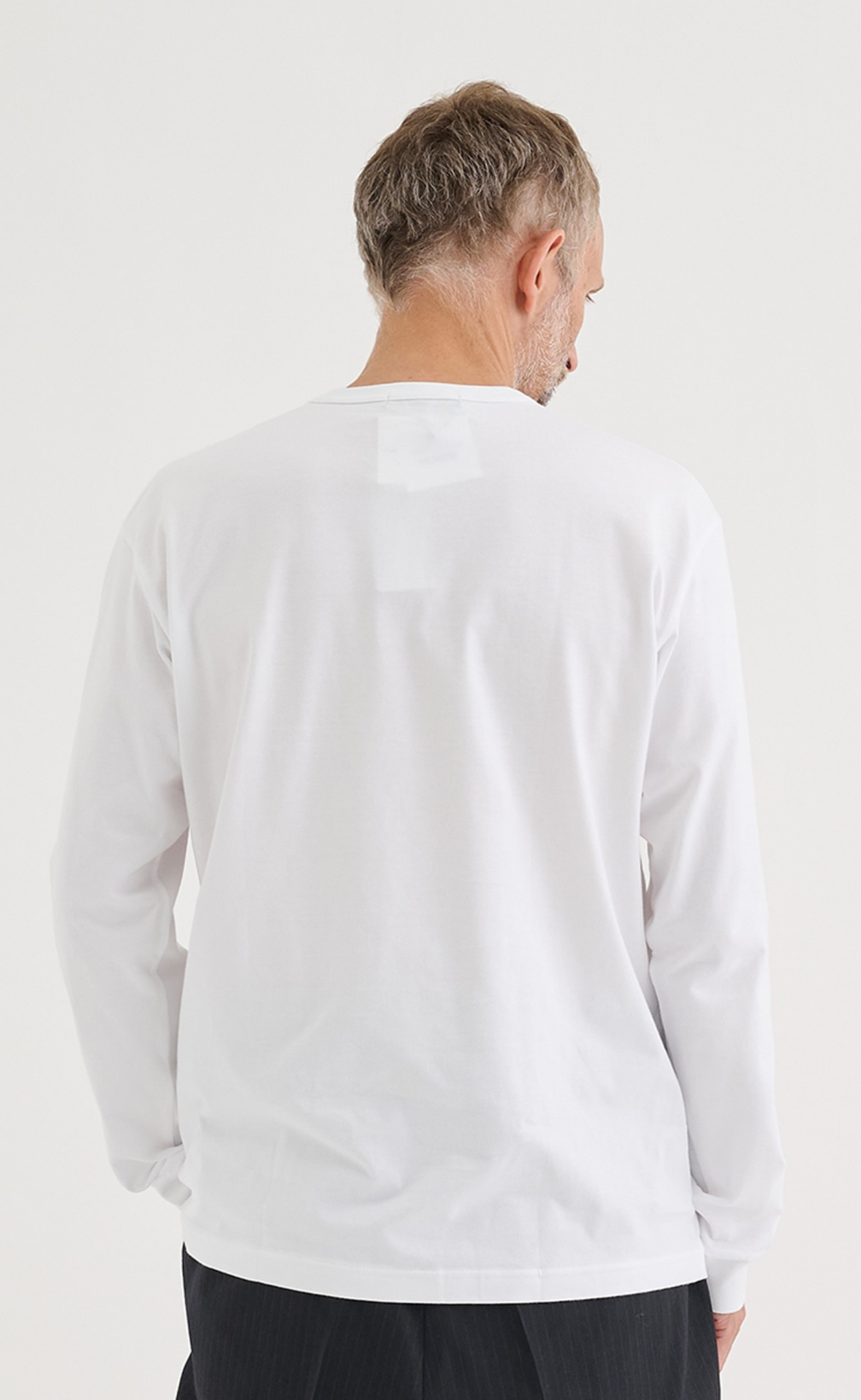 CDG HOMME LOGO WHITE LONGSLEEVE