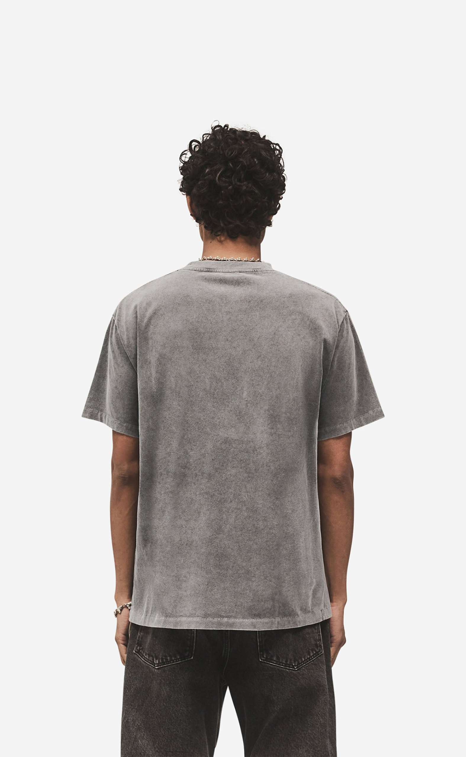 METAL INITIAL R VINTAHE GREY T-SHIRT