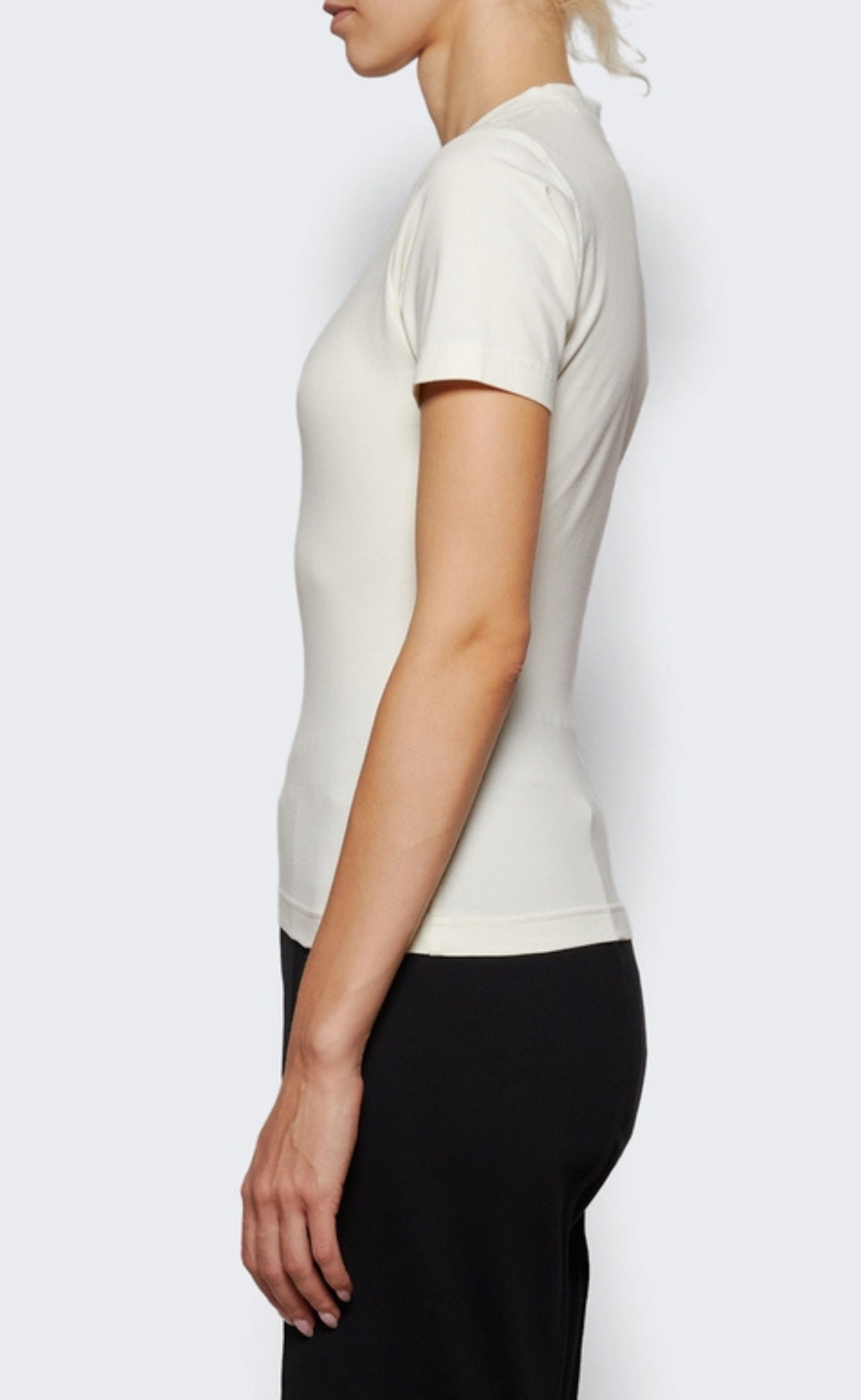 METAL LOGO FITTED WOMEN ICE WHITE T-SHIRT