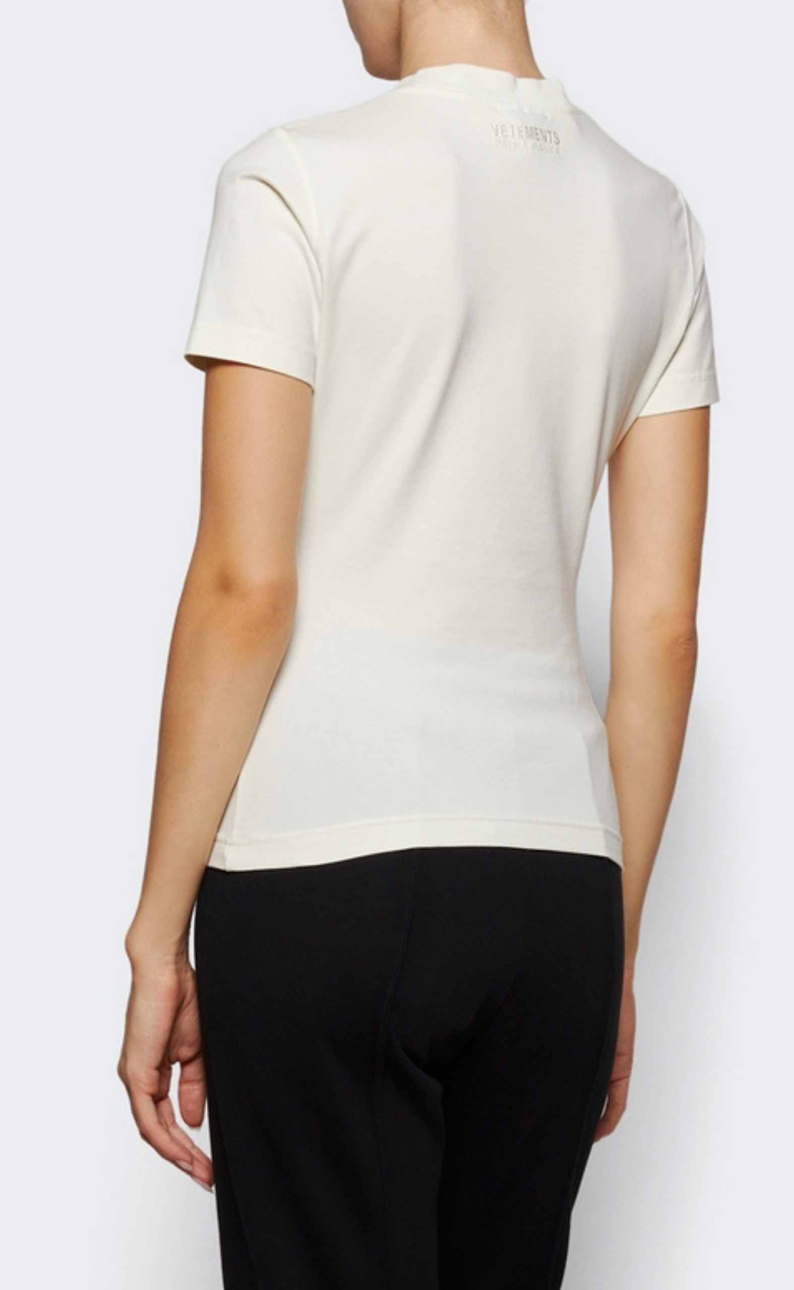 METAL LOGO FITTED WOMEN ICE WHITE T-SHIRT