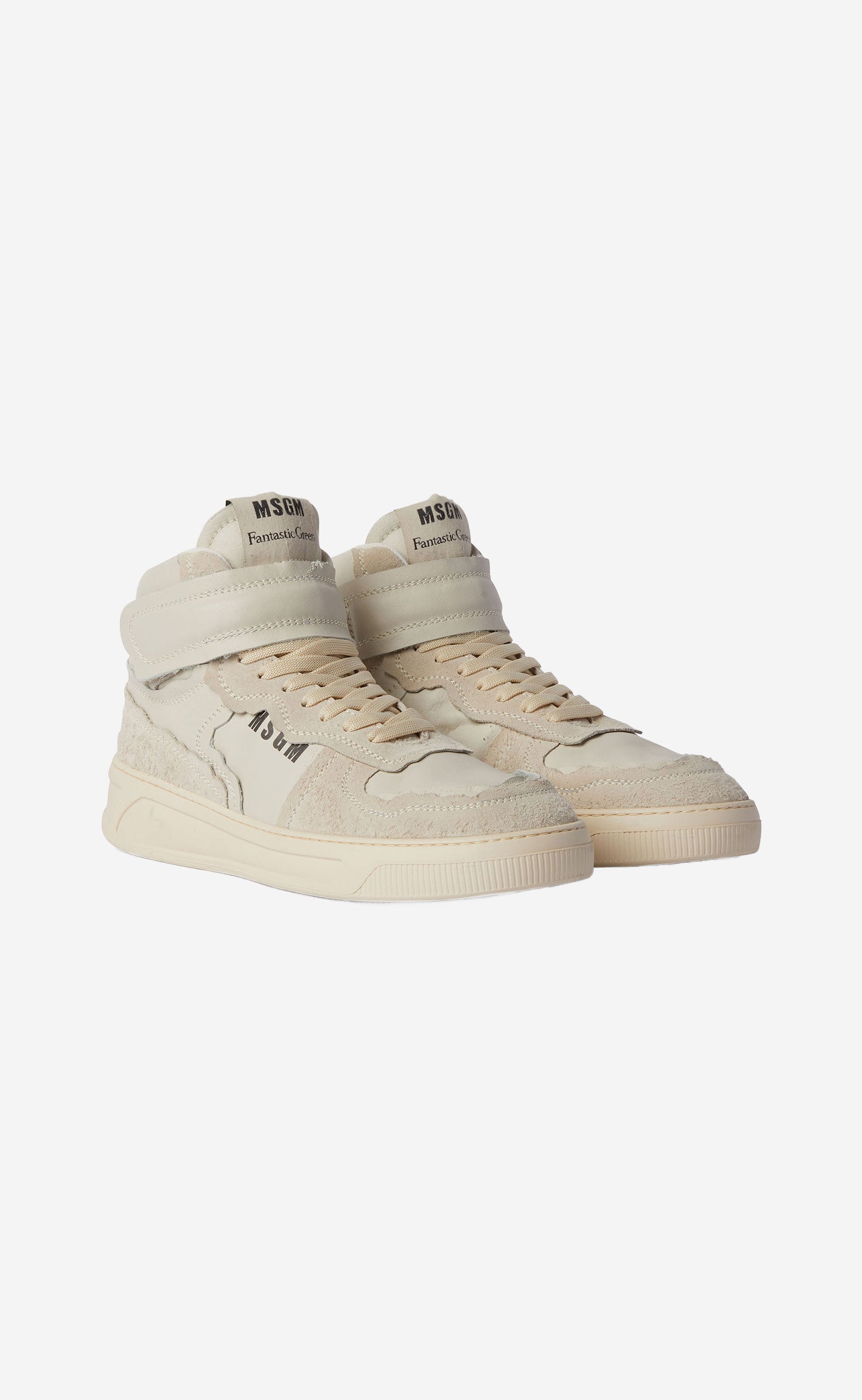 MSGM FANTASTIC GREEN HIGH-TOP SNEAKERS