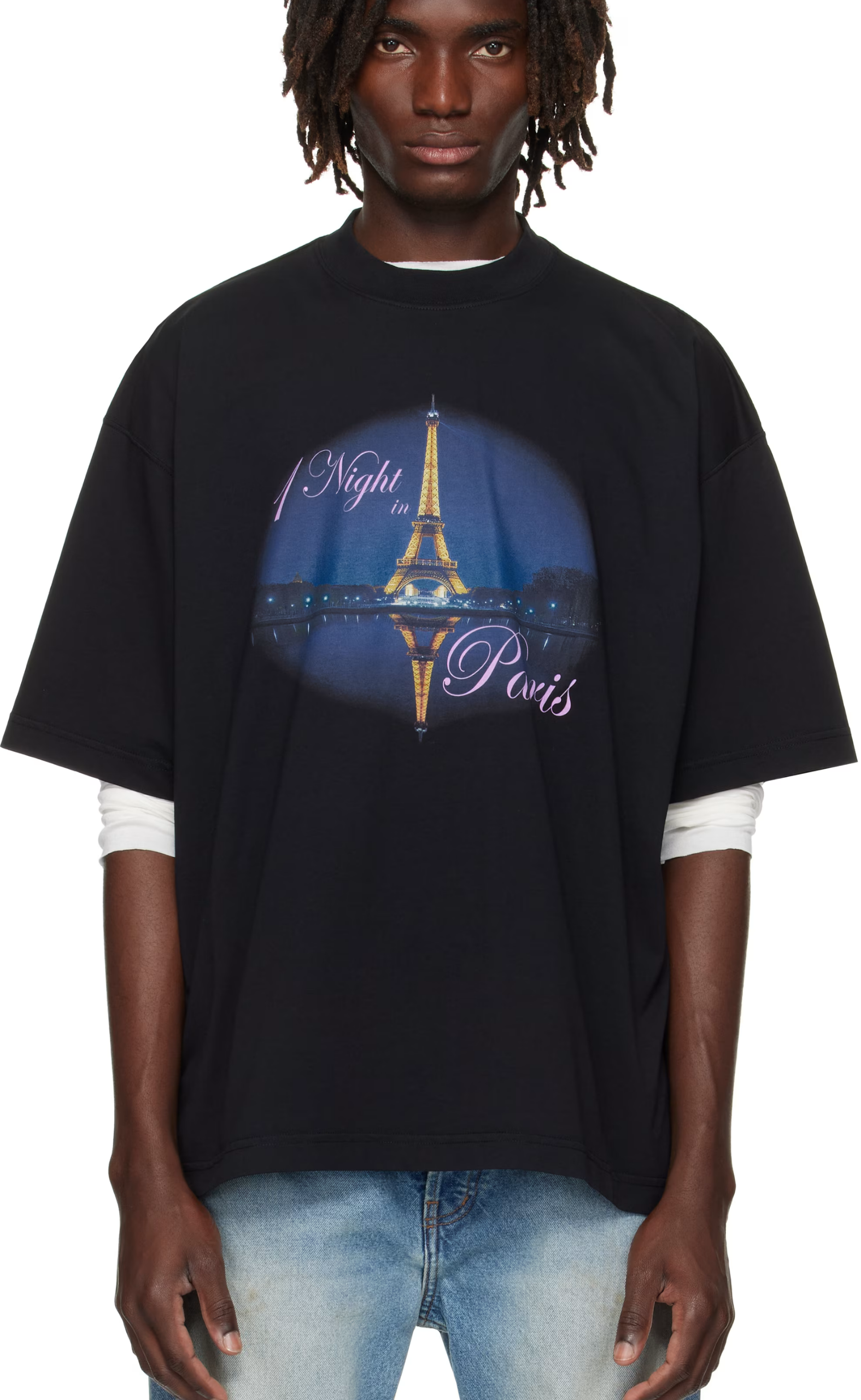NIGHT IN PARIS OVERSIZED WASHED BLACK T-SHIRT