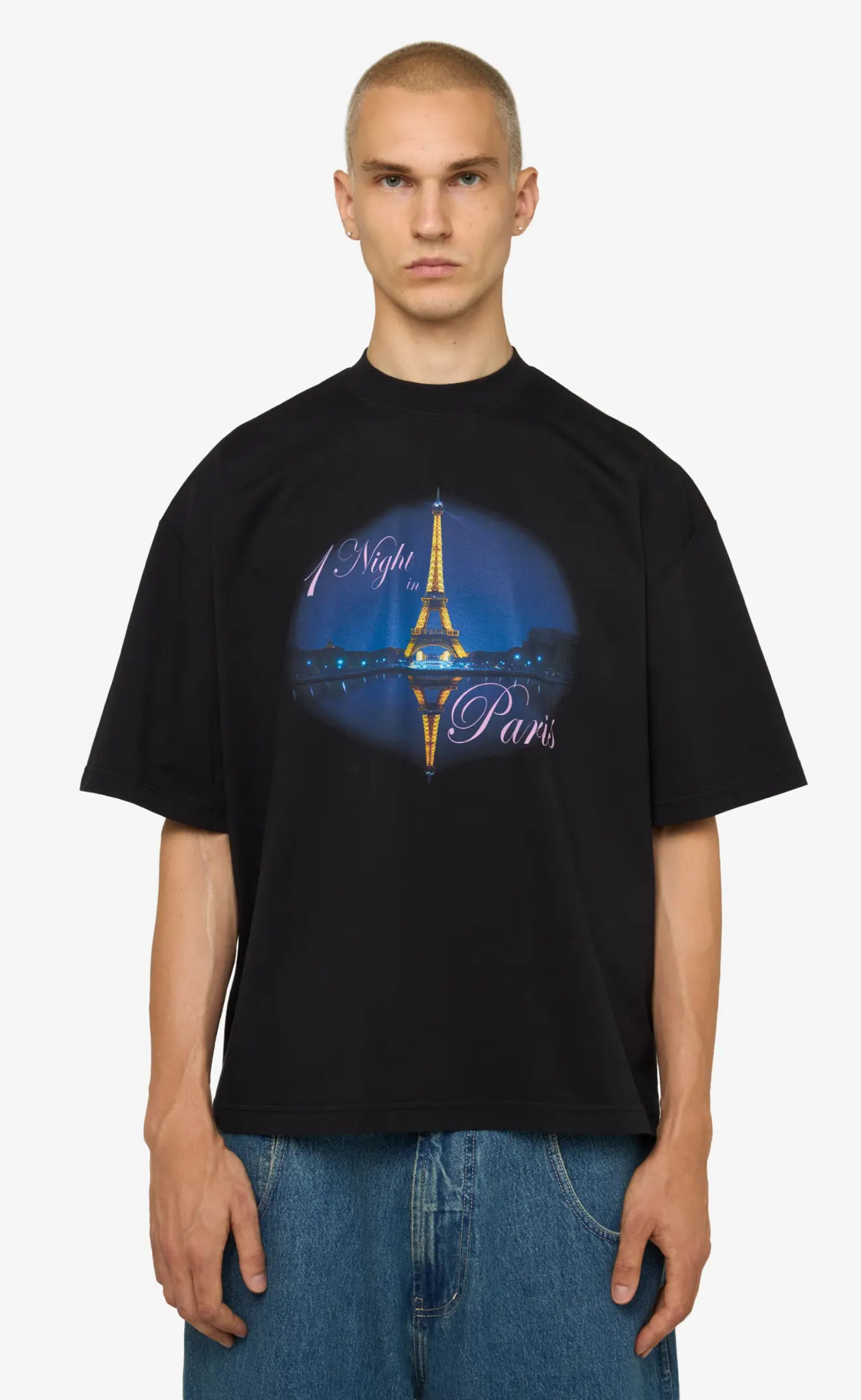 NIGHT IN PARIS OVERSIZED WASHED BLACK T-SHIRT