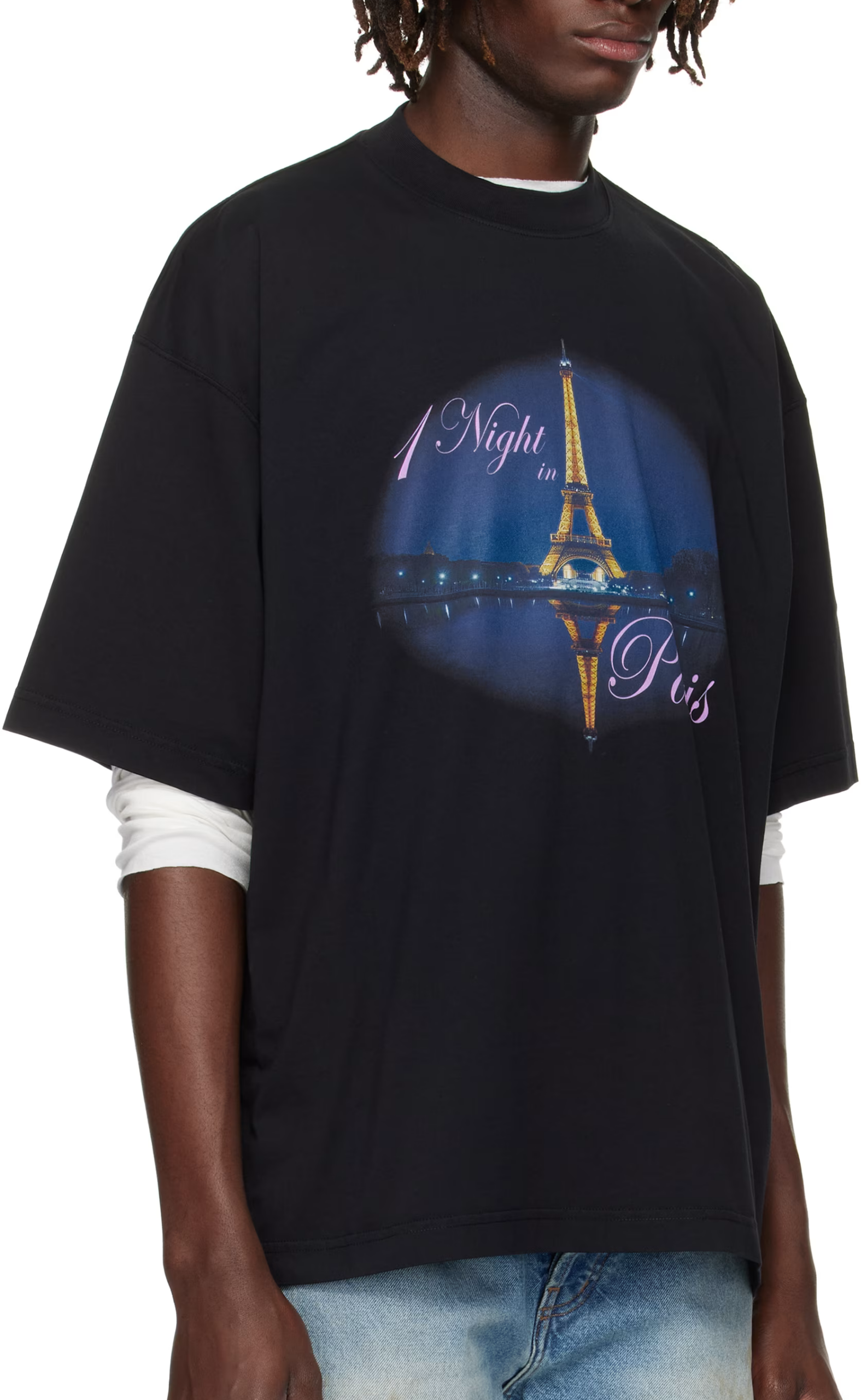 NIGHT IN PARIS OVERSIZED WASHED BLACK T-SHIRT