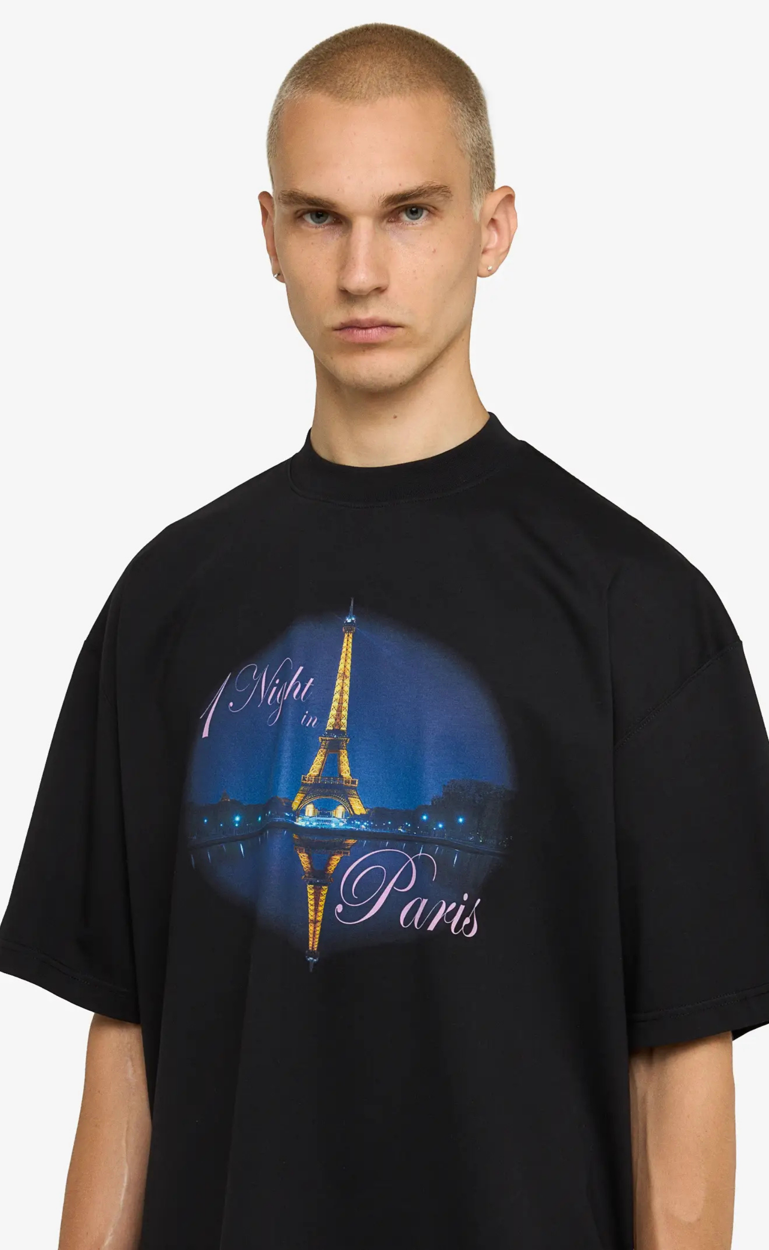 NIGHT IN PARIS OVERSIZED WASHED BLACK T-SHIRT