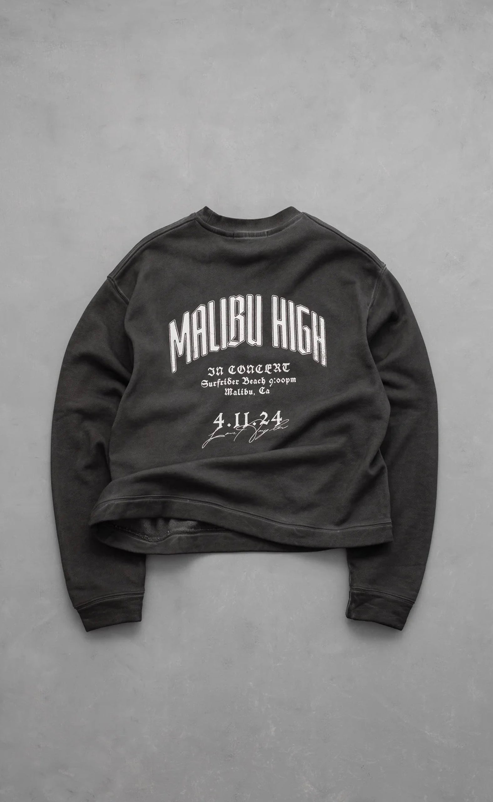 OIL MALIBU HIGH EASHED BLACK CREWNECK