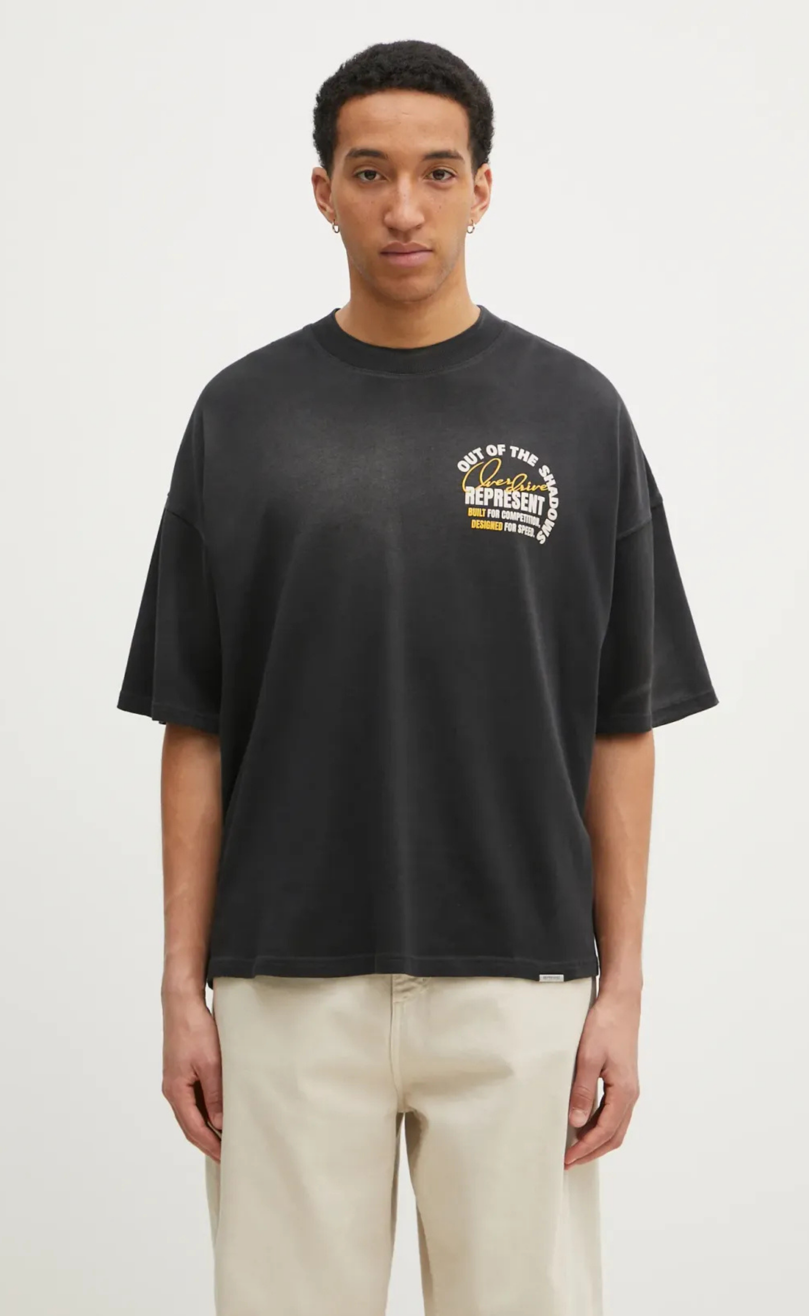 OUT OF THE SHADOWS STAINED BLACK T-SHIRT