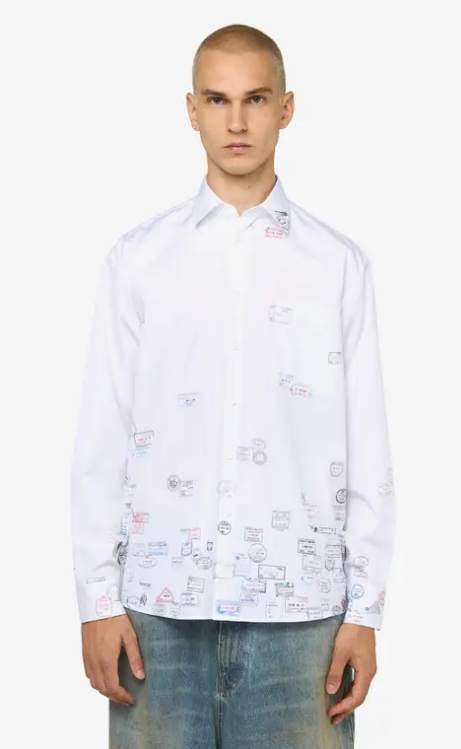 PASSPORT STAMPS WHITE SHIRT