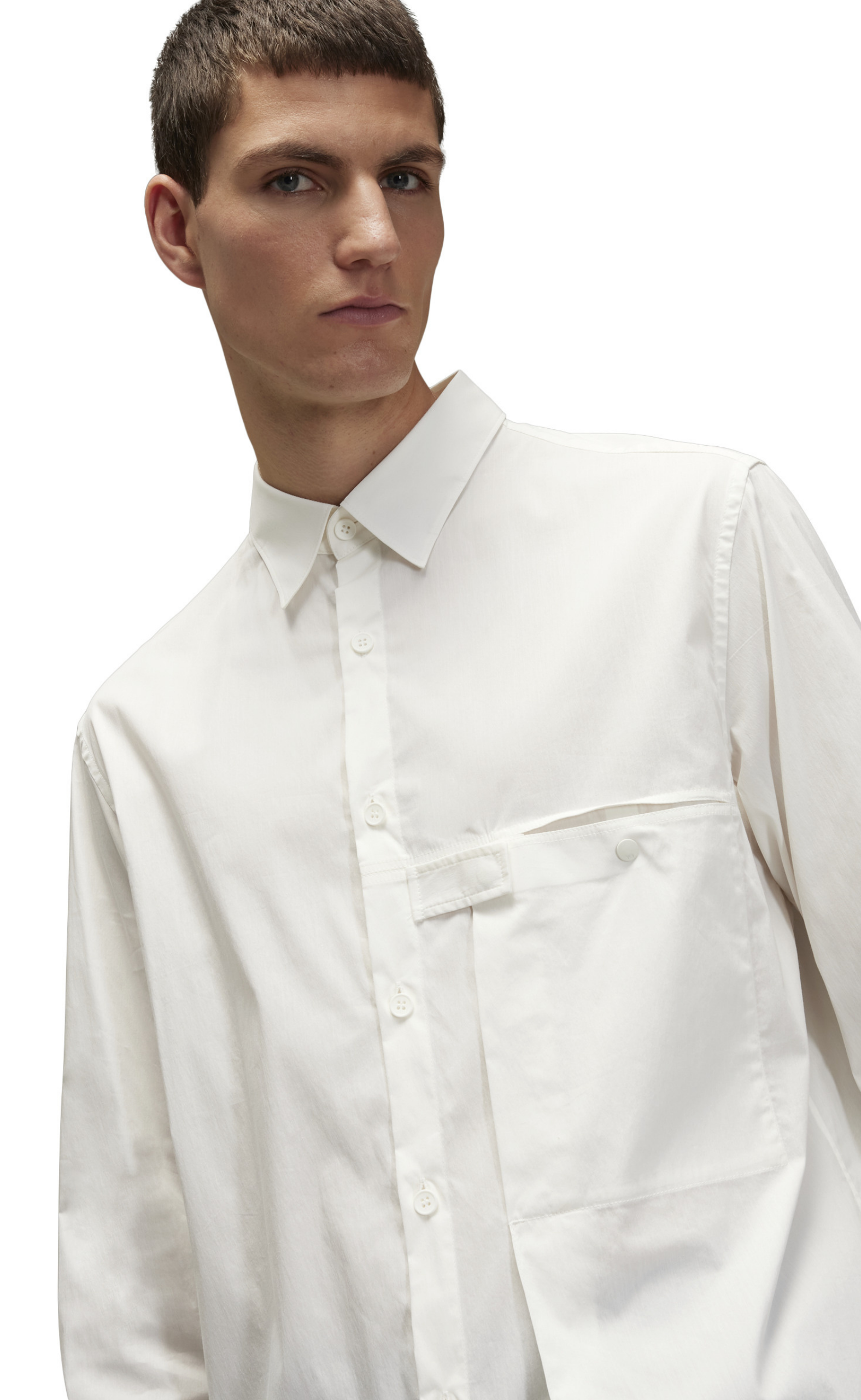 PLATED POCKET WHITE SHIRT