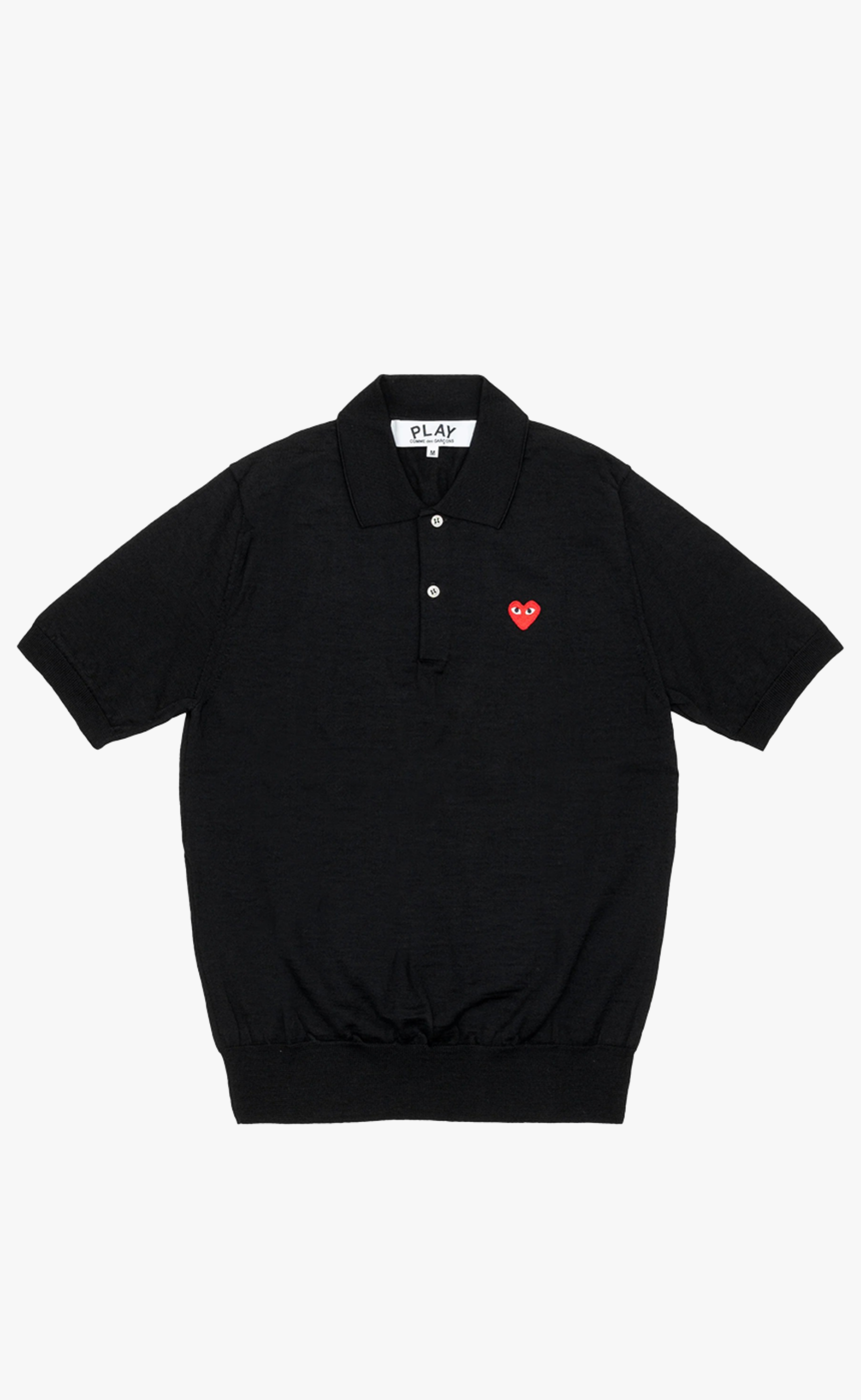 POLO NECK SHORT SLEEVE BLACK T-SHIRT