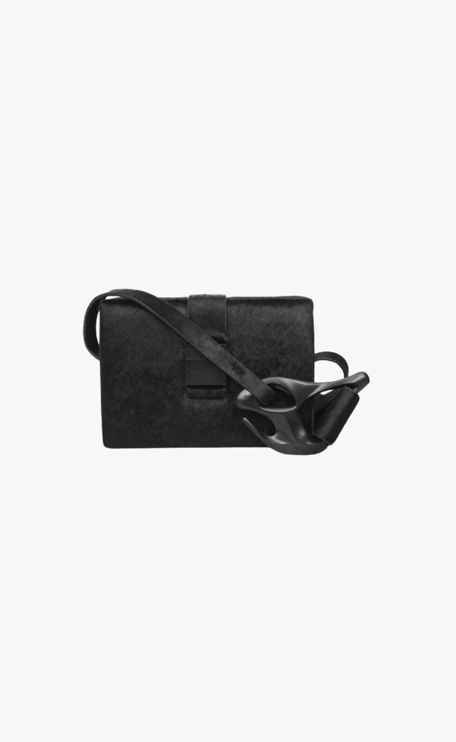 PONY HAIR SOLELY BOX BLACK BAG