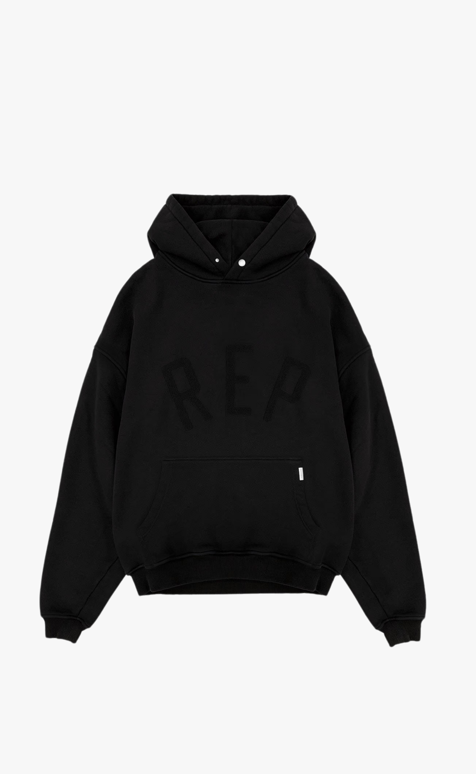 REP APPLIQUE JET BLACK HOODIE