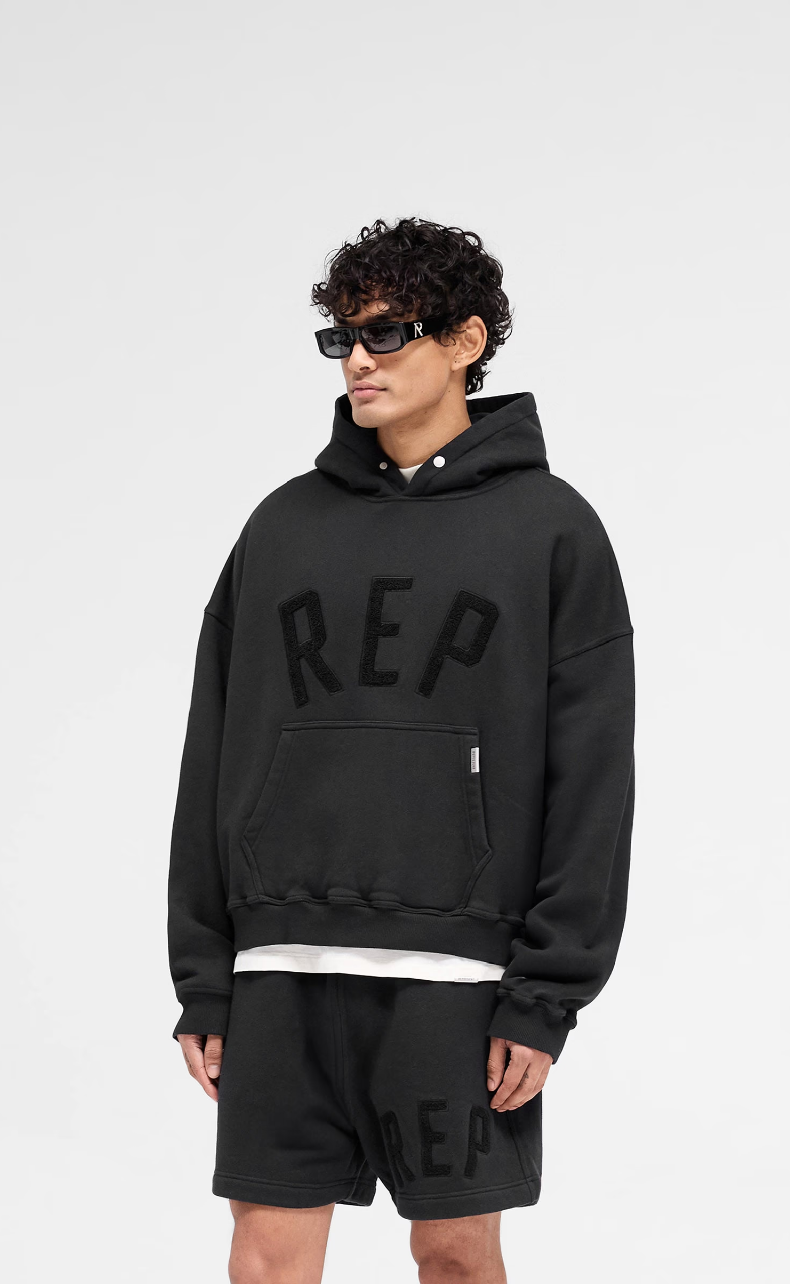 REP APPLIQUE JET BLACK HOODIE