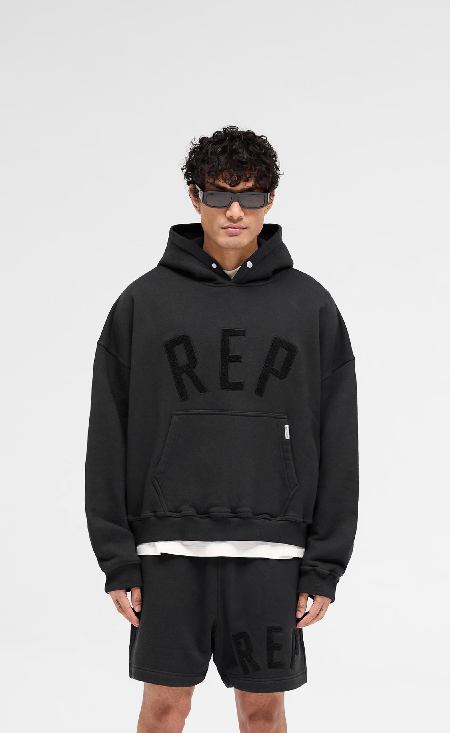 REP APPLIQUE JET BLACK HOODIE