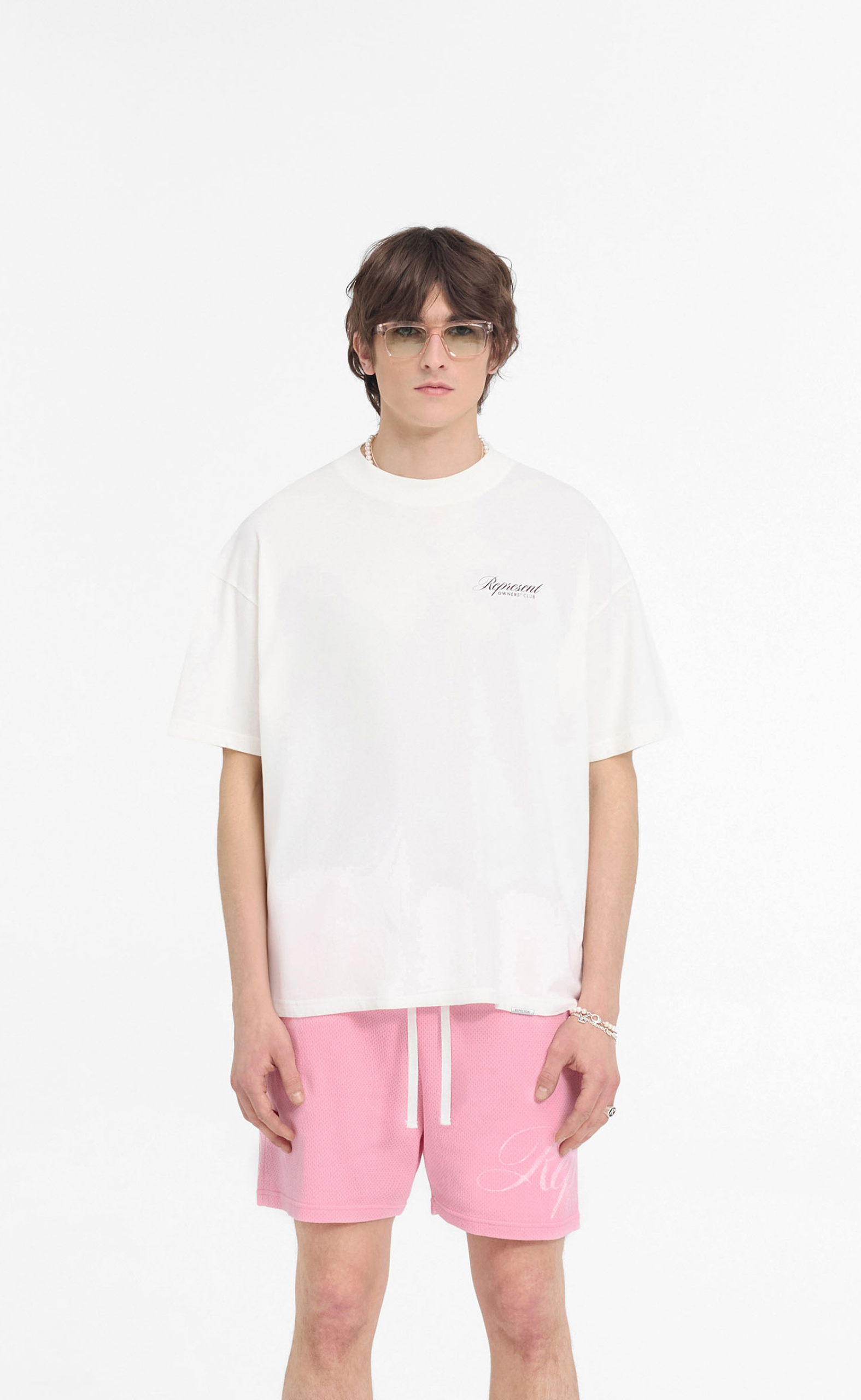 REPRESENT OWNERS CLUB SCRIPT FLAT WHITE T-SHIRT