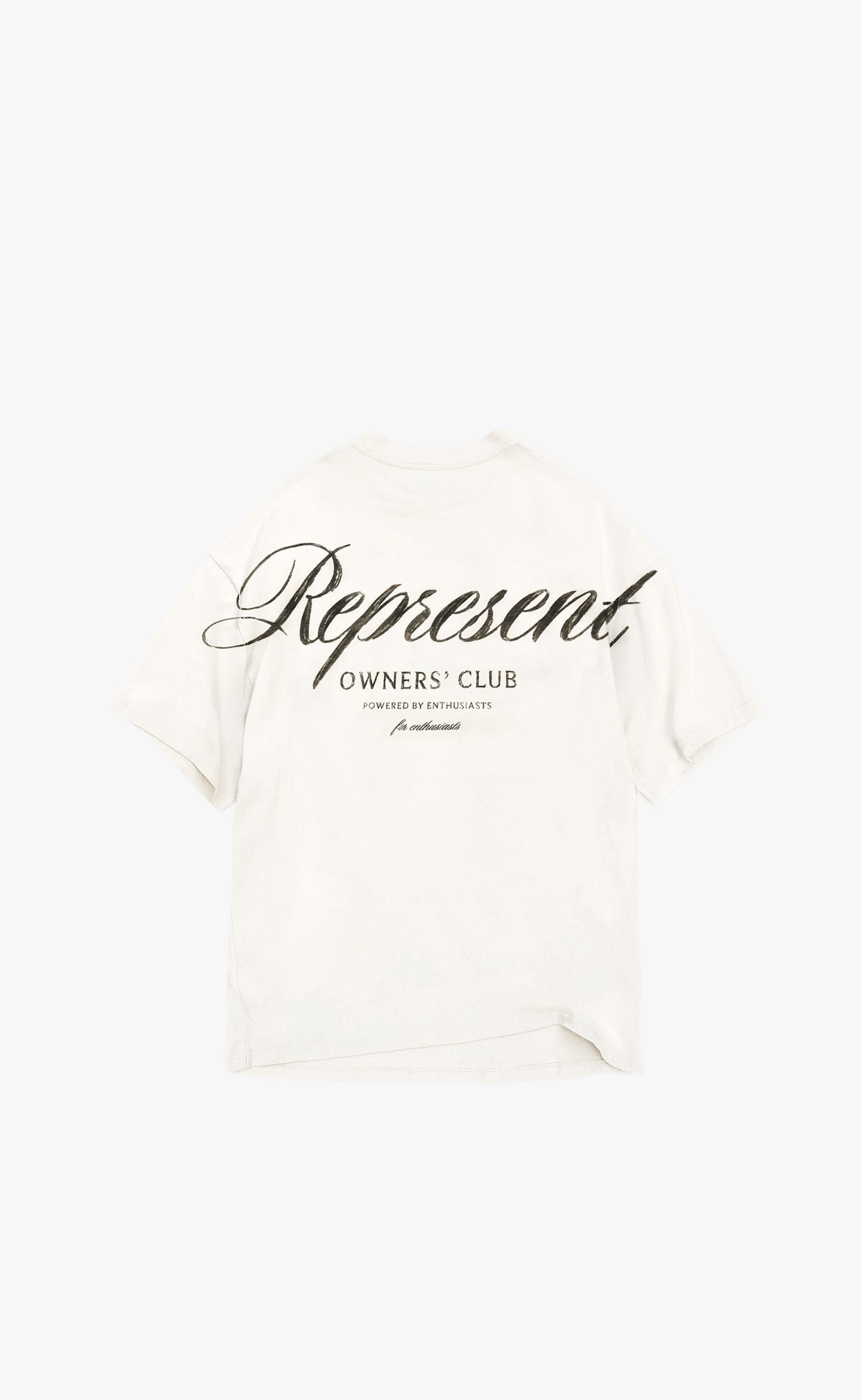 REPRESENT OWNERS CLUB SCRIPT FLAT WHITE T-SHIRT