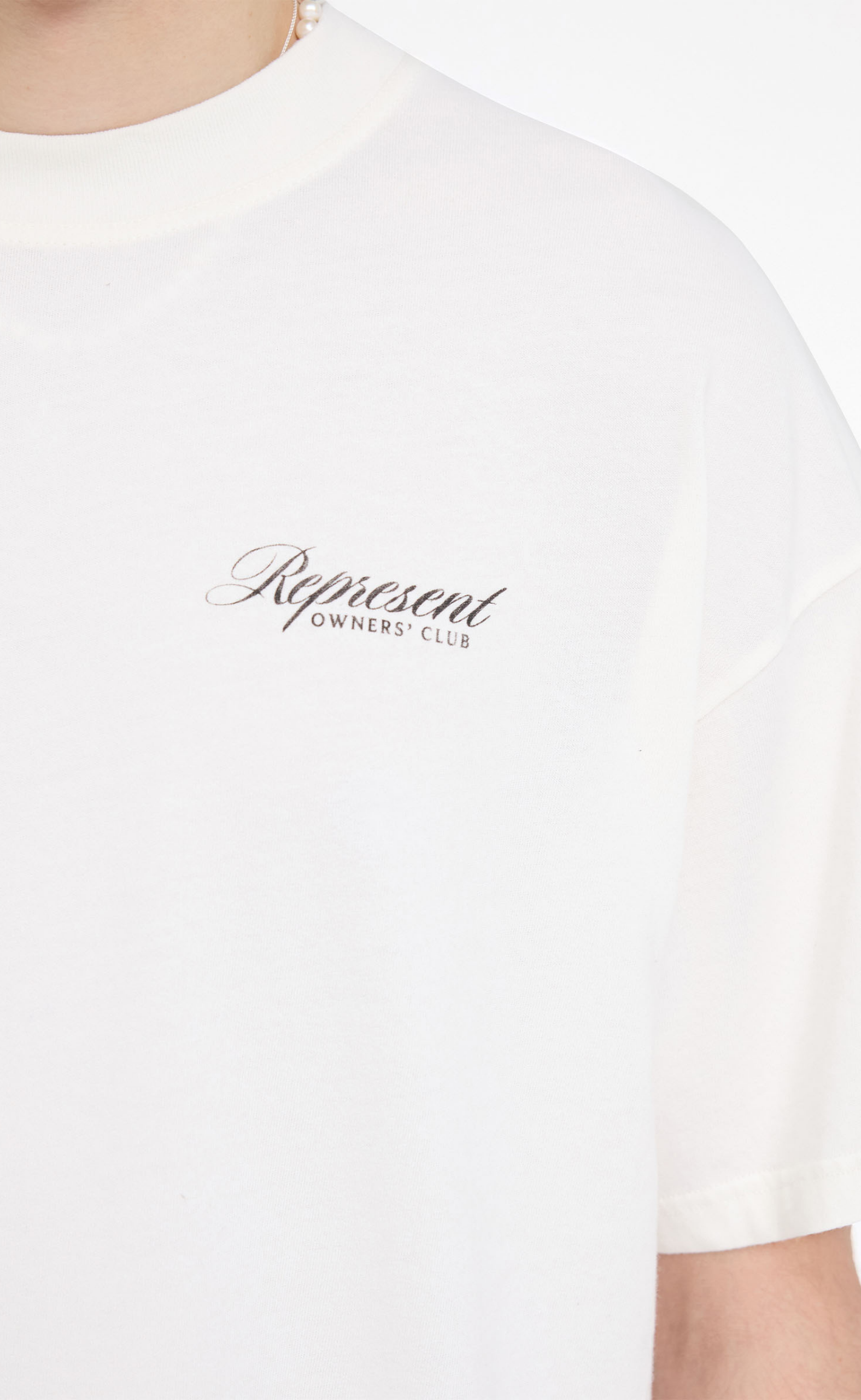 REPRESENT OWNERS CLUB SCRIPT FLAT WHITE T-SHIRT