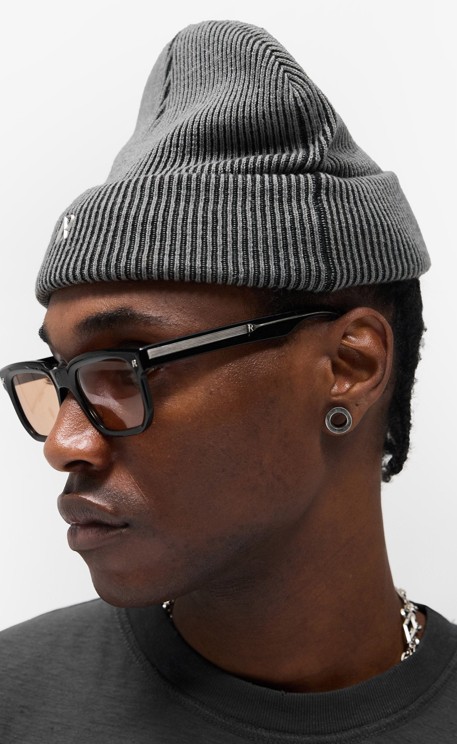 RIB KNIT VINTAGE GREY BEANIE